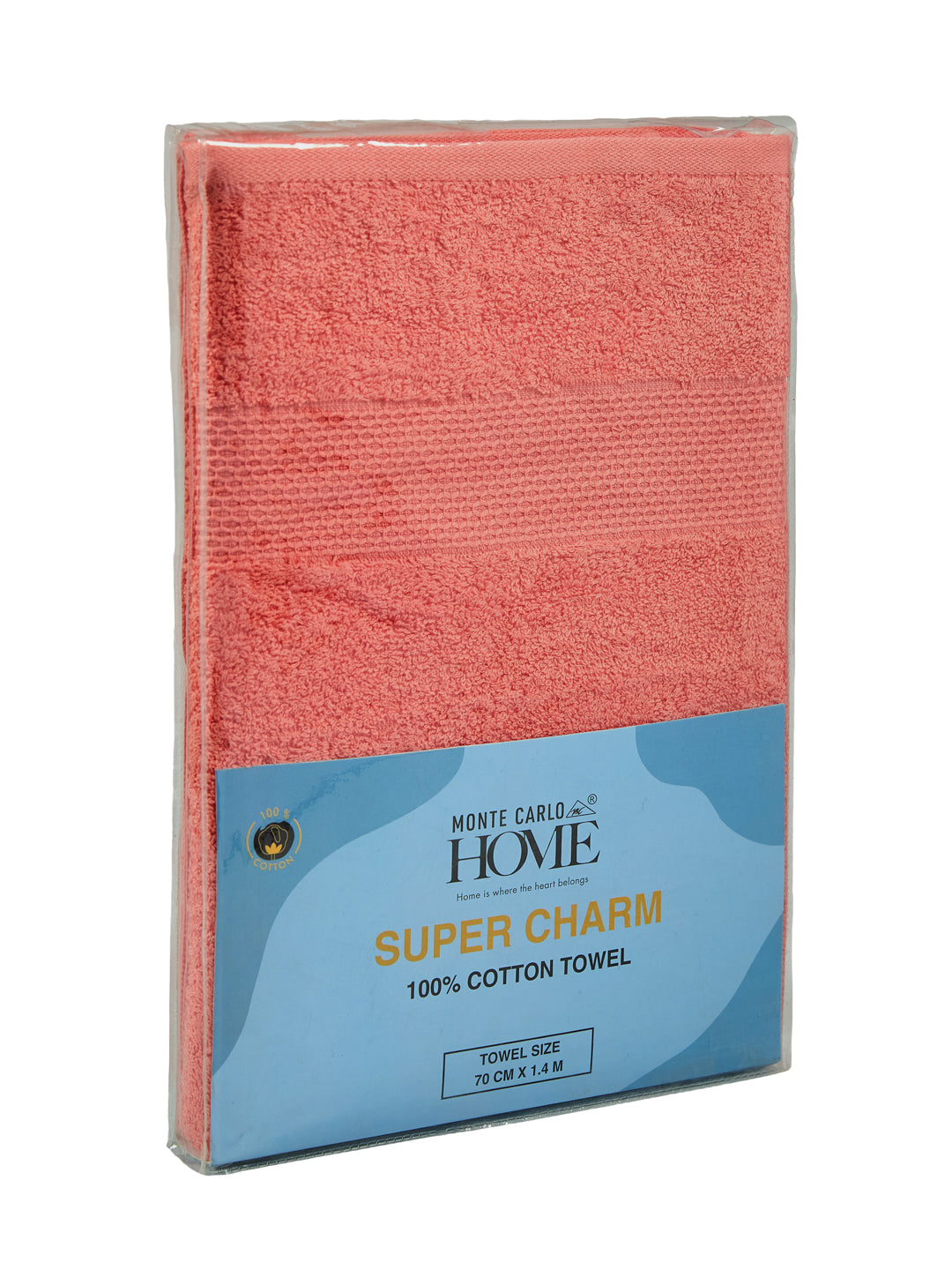 Essential Pink 100% Cotton Solid 380 GSM Bath Towel Super Charm 1 Pc Pvc Pack