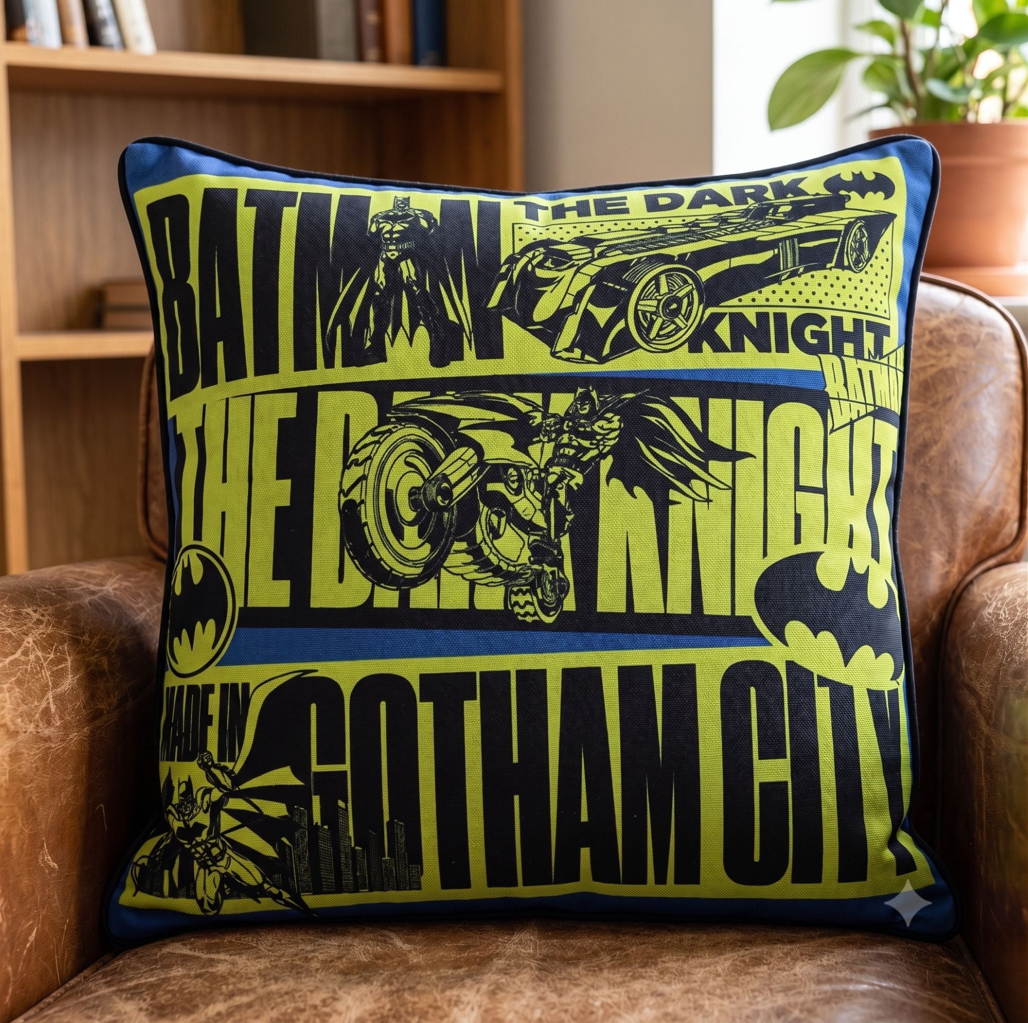 MOCA by Monte Carlo Batman Printed 180 GSM Cushion Cover, Pack of 1