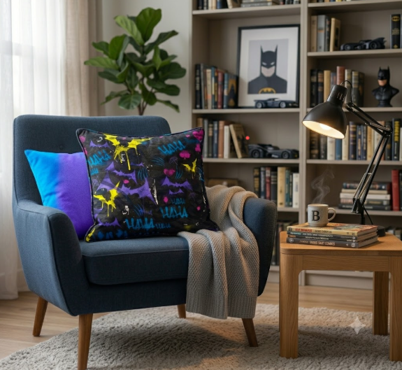 MOCA by Monte Carlo Batman Printed 180 GSM Cushion Cover, Pack of 1