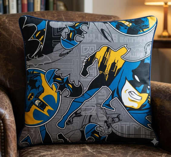 MOCA by Monte Carlo Batman Printed 180 GSM Cushion Cover, Pack of 1