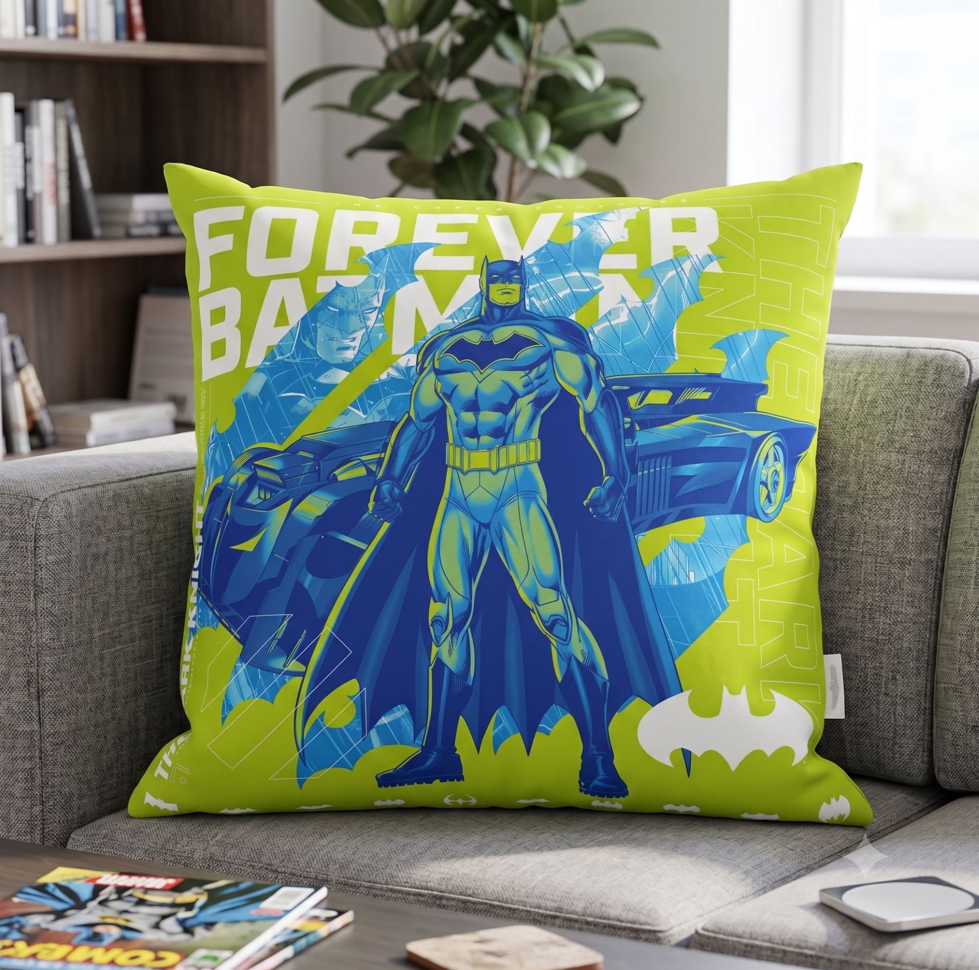 MOCA by Monte Carlo Batman Printed 180 GSM Cushion Cover, Pack of 1
