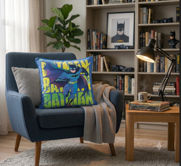 MOCA by Monte Carlo Batman Printed 180 GSM Cushion Cover, Pack of 1