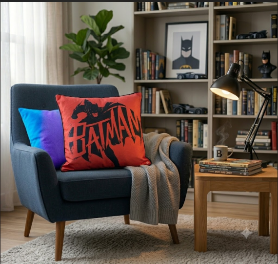MOCA by Monte Carlo Batman Printed 180 GSM Cushion Cover, Pack of 1