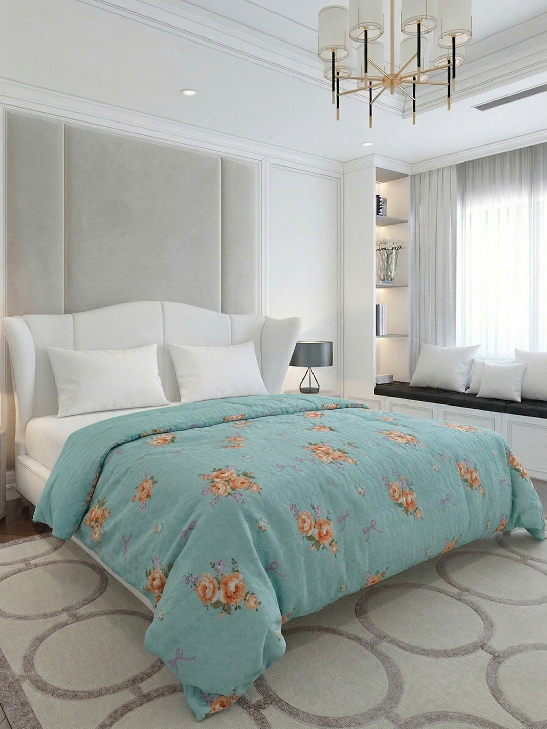Premium Floral Print Double Bed 3 Ply 200 GSM Comforter Cozy Flannel Collection Weight 2.8 kg