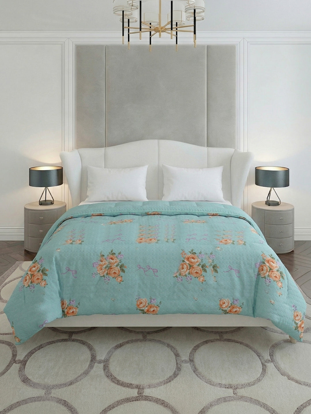 Premium Floral Print Double Bed 3 Ply 200 GSM Comforter Cozy Flannel Collection Weight 2.8 kg