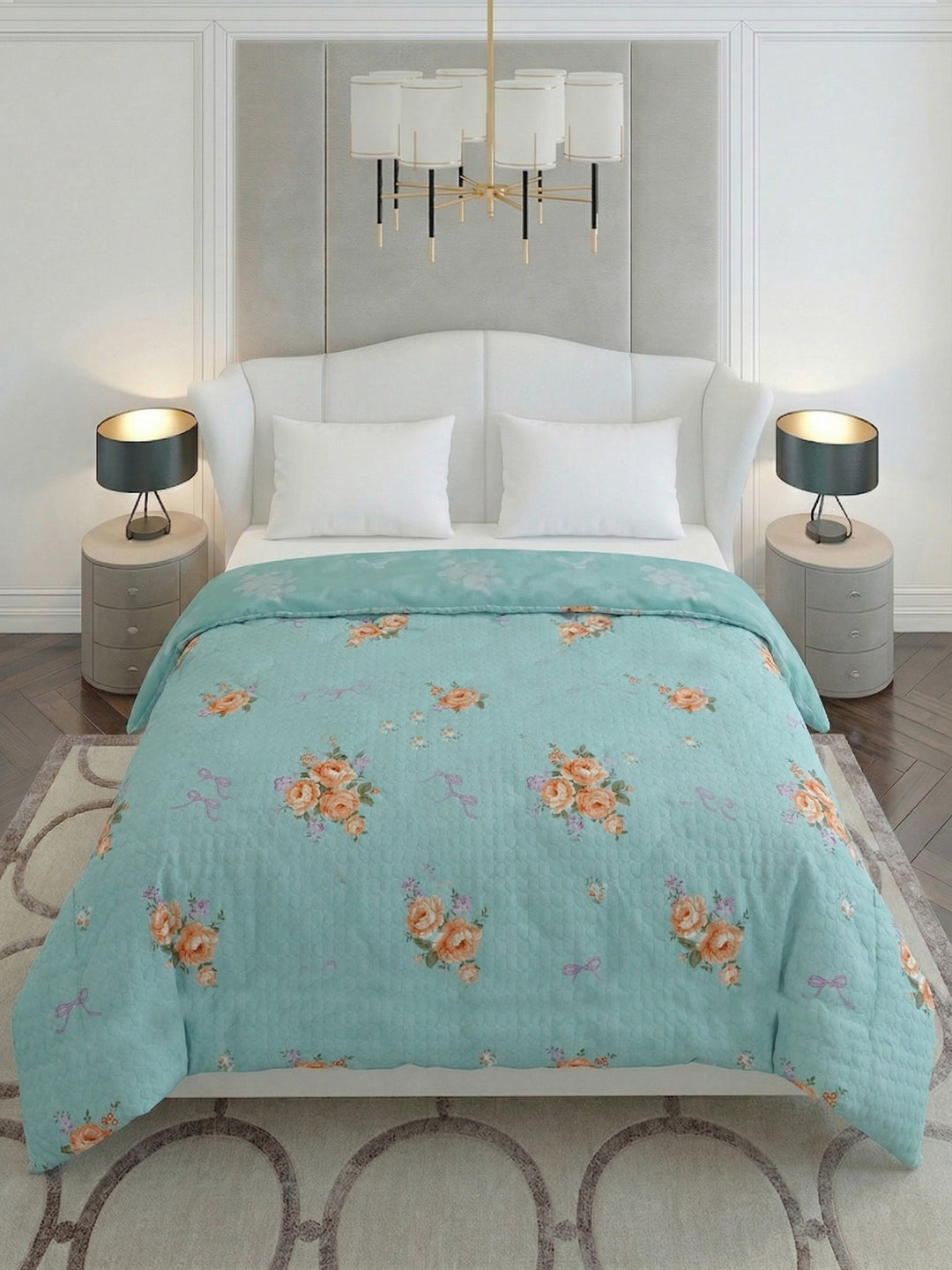 Premium Floral Print Double Bed 3 Ply 200 GSM Comforter Cozy Flannel Collection Weight 2.8 kg