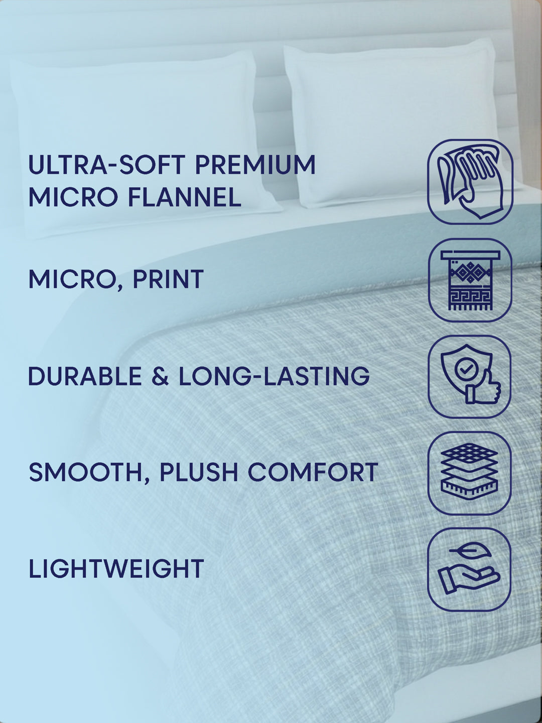 Premium Self Design Double Bed 3 Ply 200 GSM Comforter Cozy Flannel Collection Weight 2.8 kg