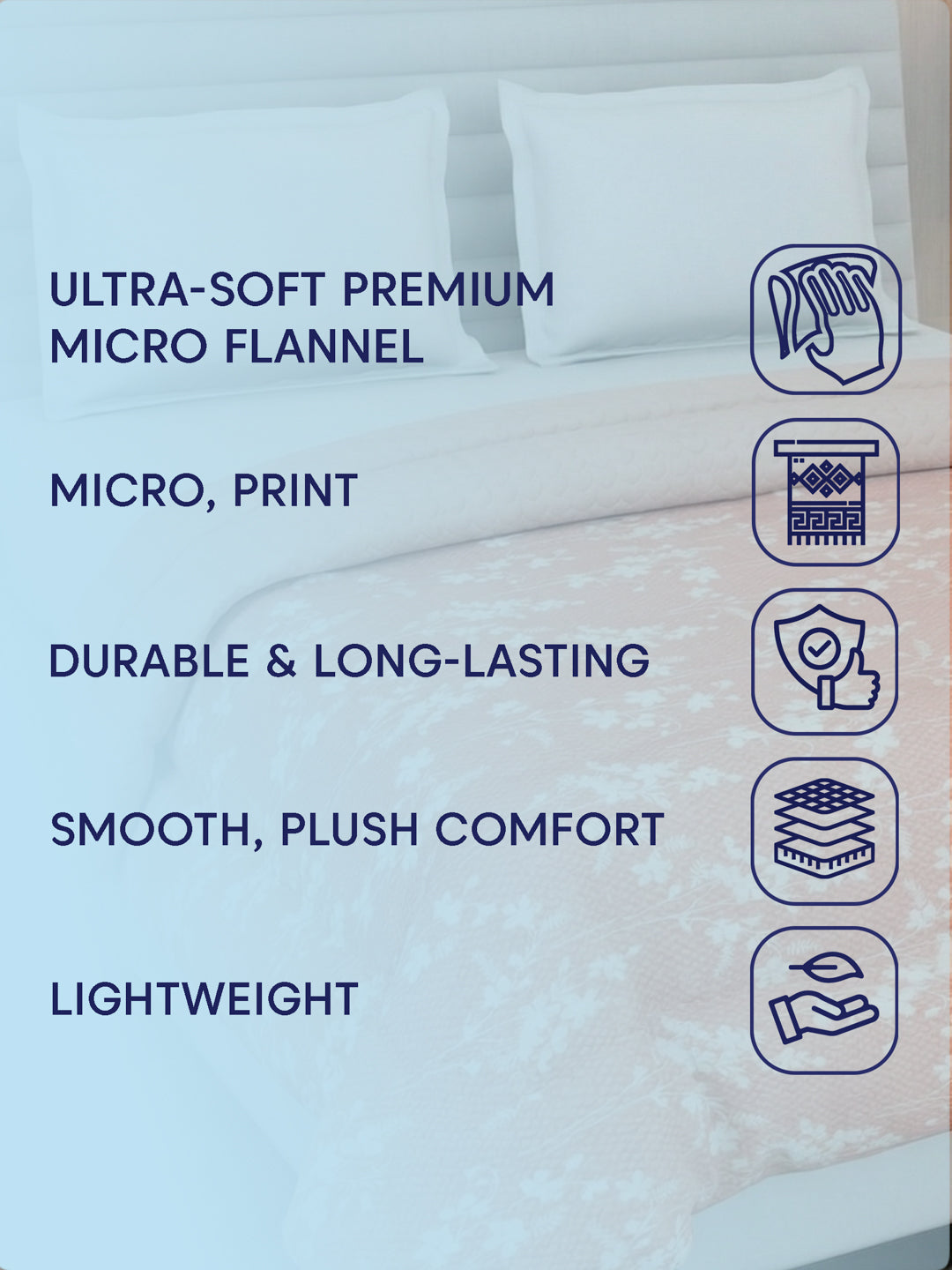 Premium Interlocking Motif Double Bed 3 Ply 200 GSM Comforter Cozy Flannel Collection Weight 2.8 kg