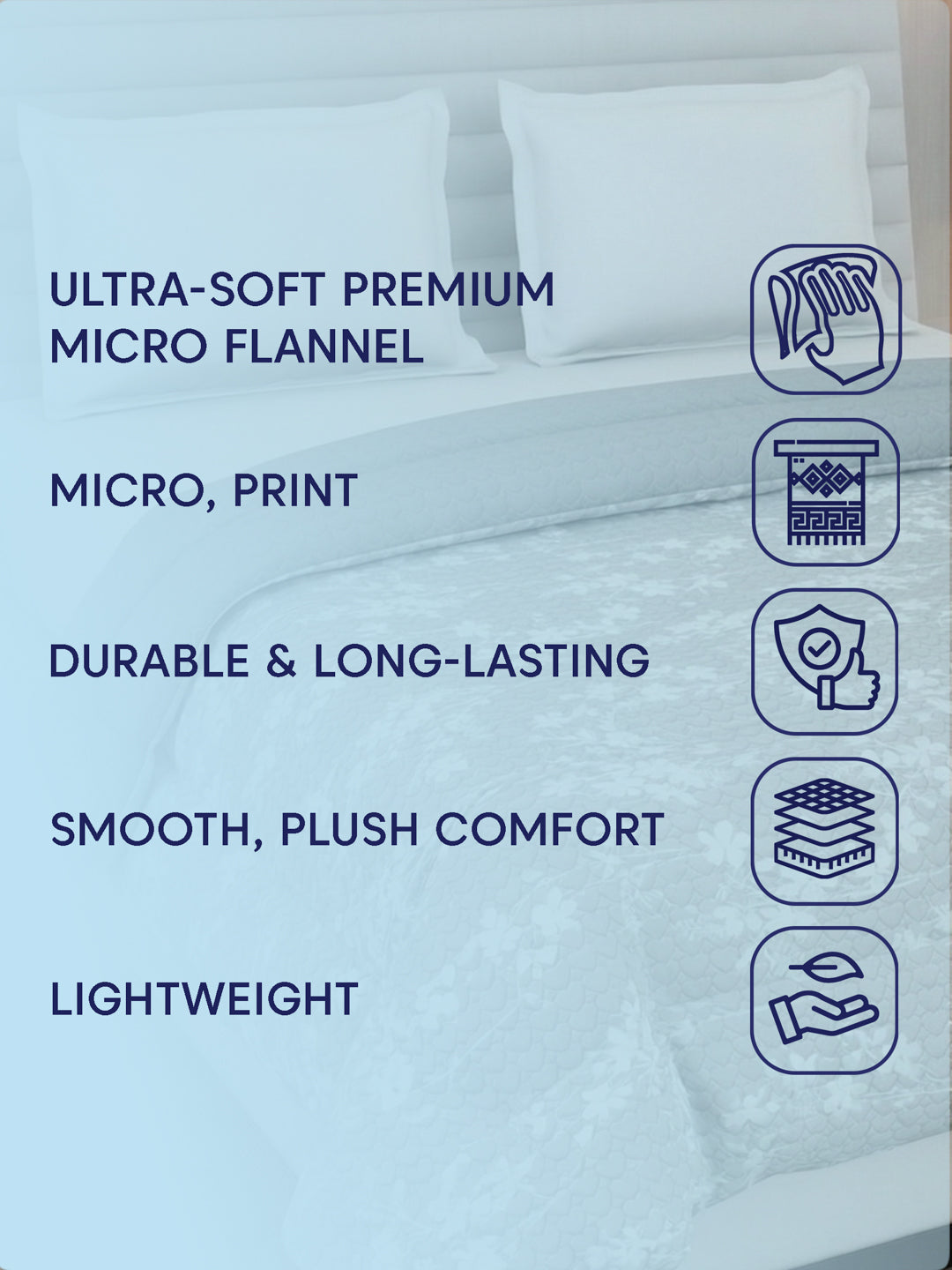 Premium Checked Double Bed 3 Ply 200 GSM Comforter Cozy Flannel Collection Weight 2.8 kg