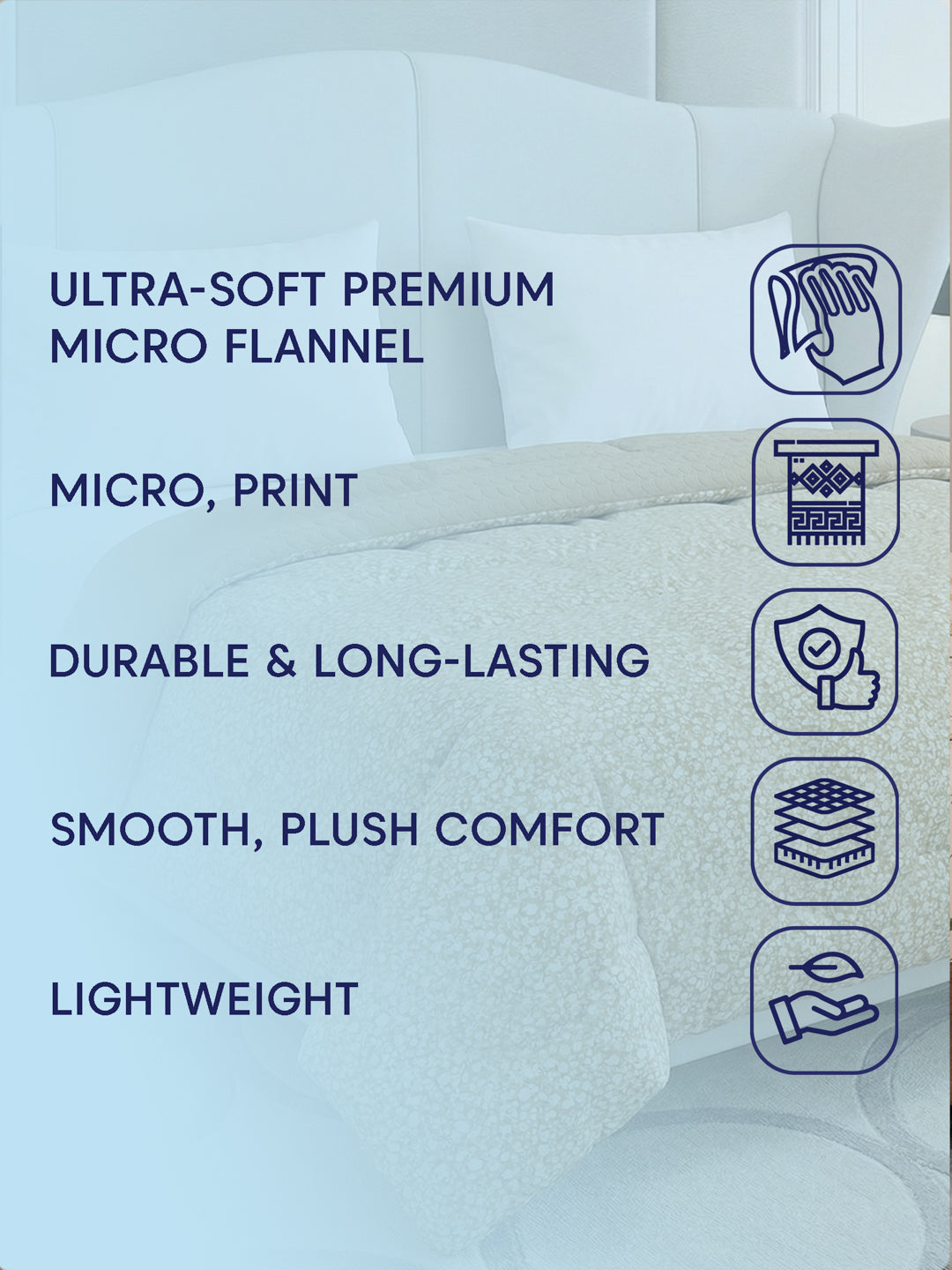 Premium Checked Double Bed 3 Ply 200 GSM Comforter Cozy Flannel Collection Weight 2.8 kg