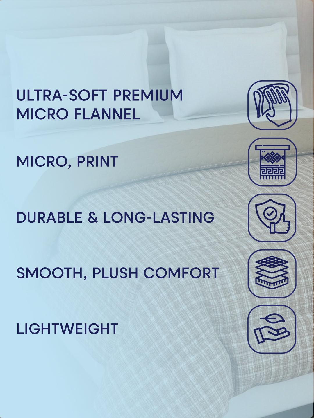 Premium Self Design Double Bed 3 Ply 200 GSM Comforter Cozy Flannel Collection Weight 2.8 kg