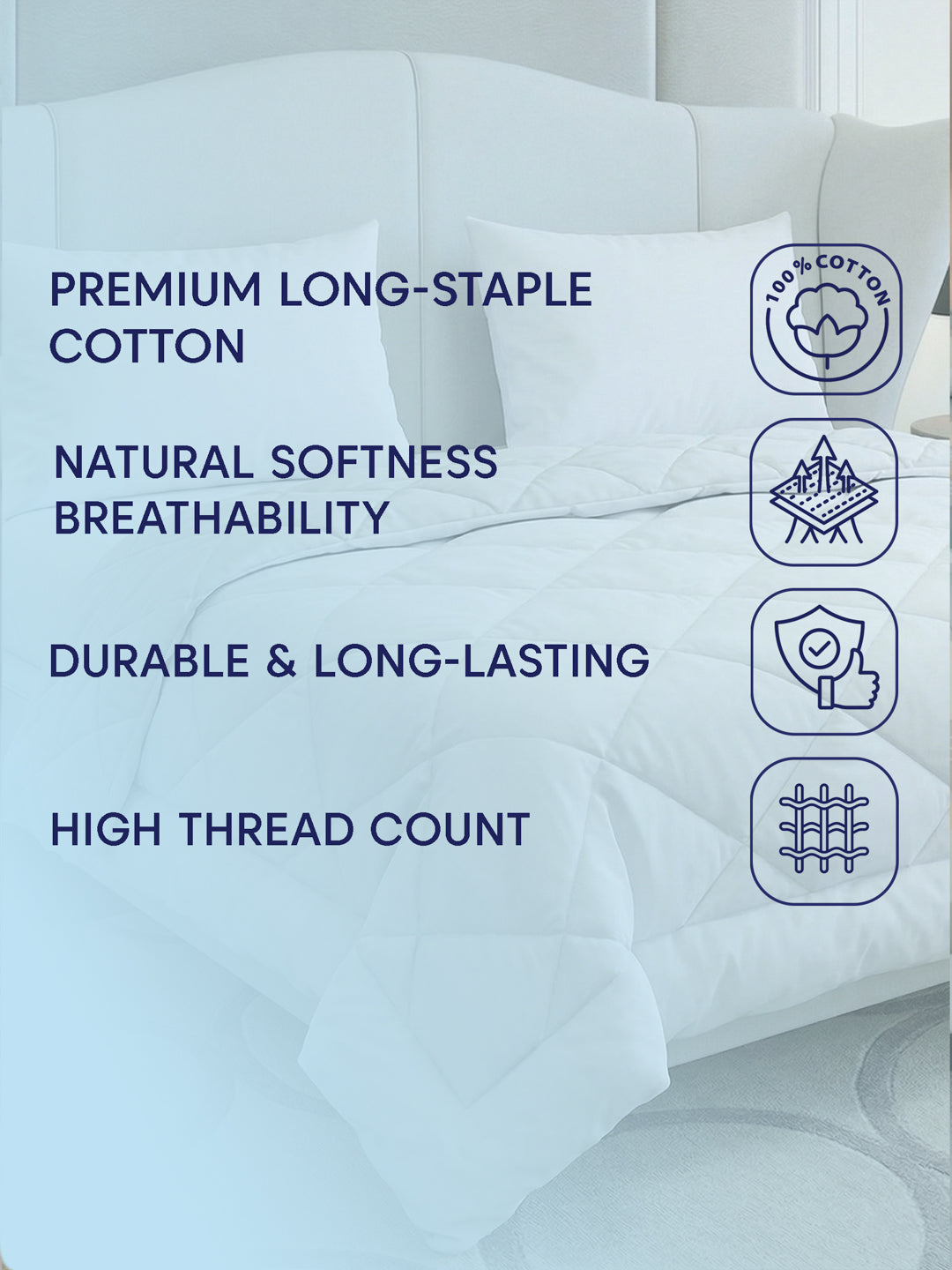 Solid King Size 3 Ply 130 GSM Comforter Hotel Essential Collection Weight 2.42 kg
