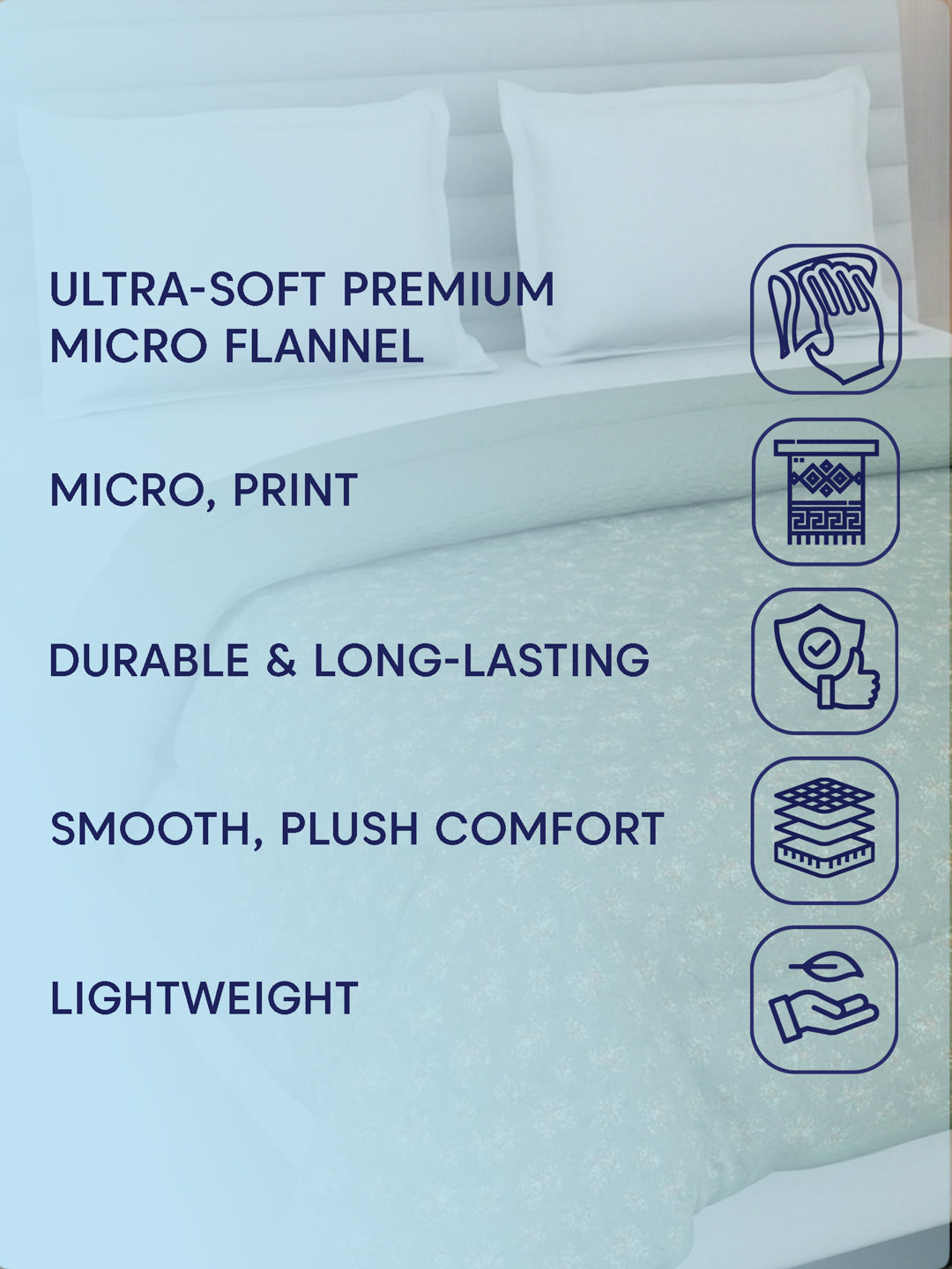 Premium Floral Print King Size 3 Ply 90 GSM Comforter Comfort Collection Weight 2.3 kg