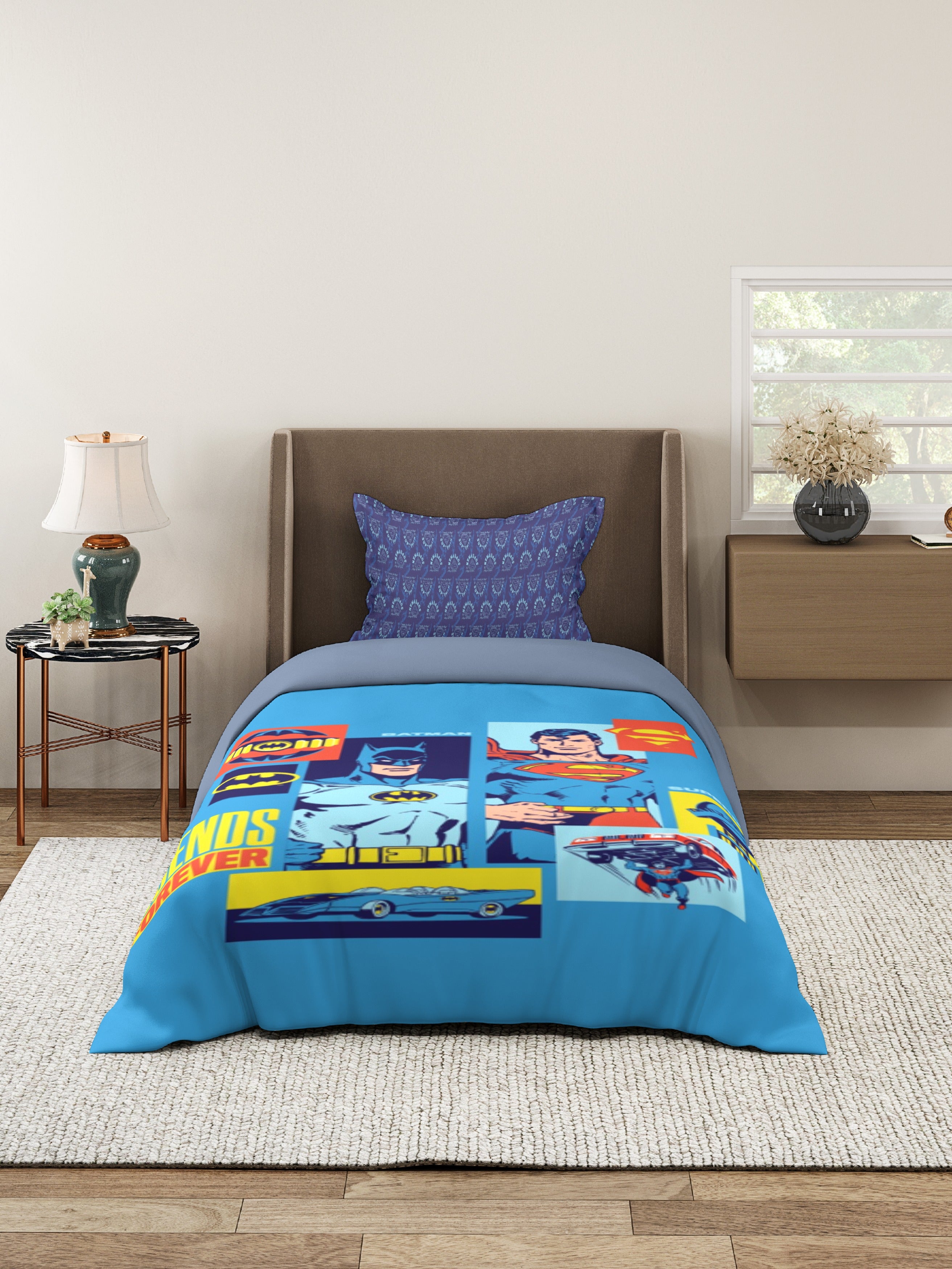Monte Carlo Kids Plush Batman Printed 3 Pc Bedding Set for Single Bed, 110 GSM