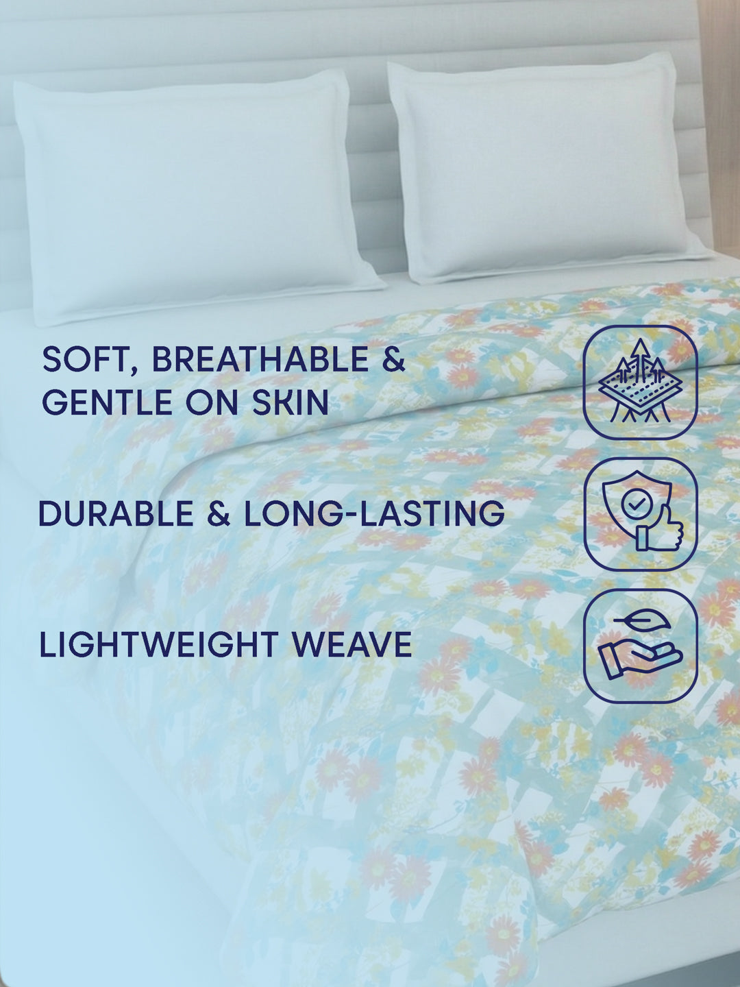 Vertical Floral Print King Size 3 Ply 150 GSM Comforter Prestige Collection Weight 2.5 kg