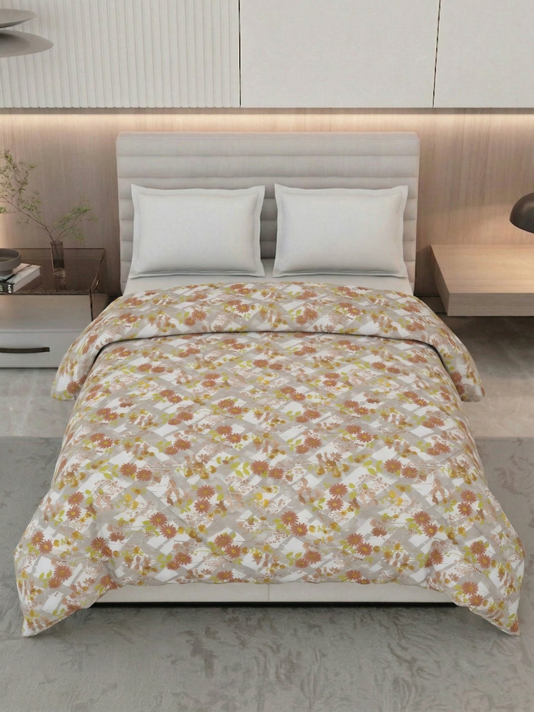 Vertical Floral Print King Size 3 Ply 150 GSM Comforter Prestige Collection Weight 2.5 kg