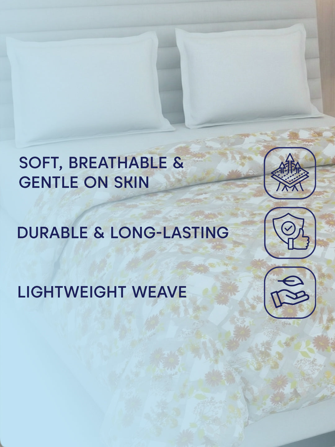 Vertical Floral Print King Size 3 Ply 150 GSM Comforter Prestige Collection Weight 2.5 kg