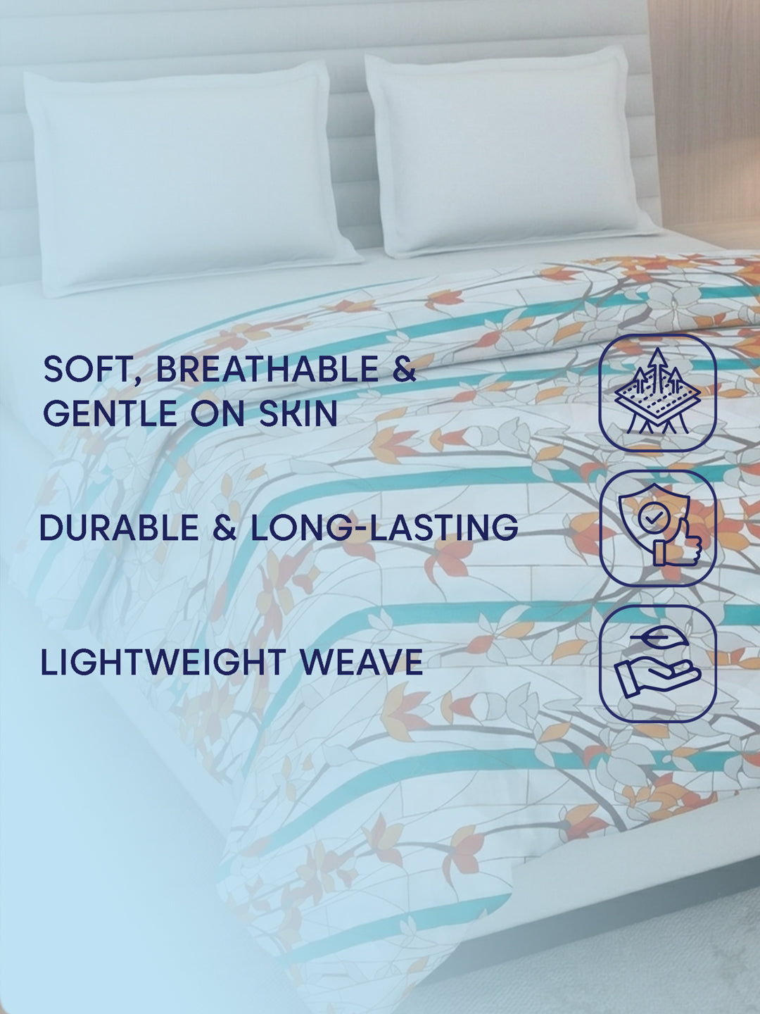 Floral Print King Size 3 Ply 150 GSM Comforter Prestige Collection Weight 2.5 kg