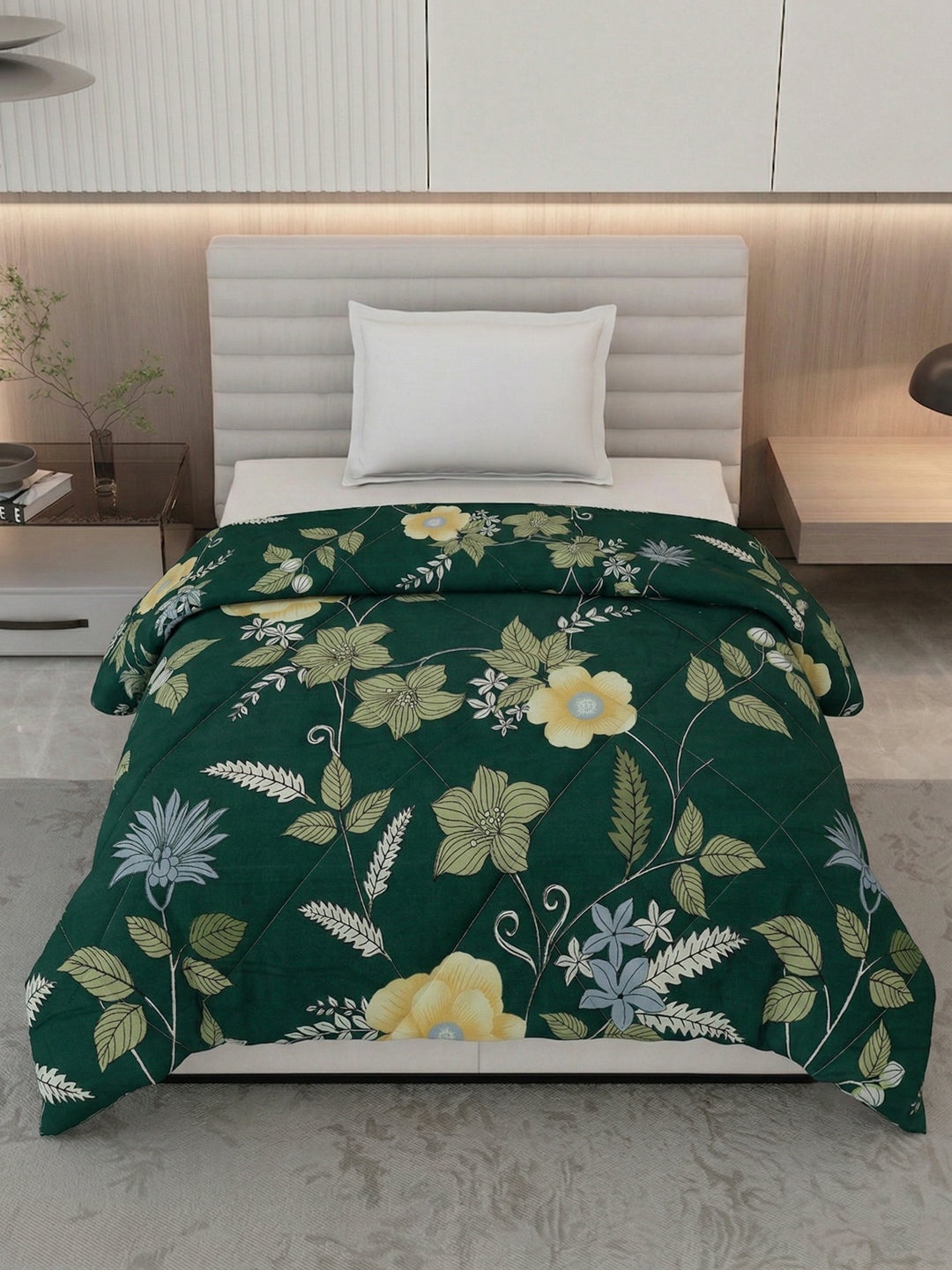 Floral Print Single Bed 3 Ply 105 GSM Comforter Timeless Collection Weight 950 g