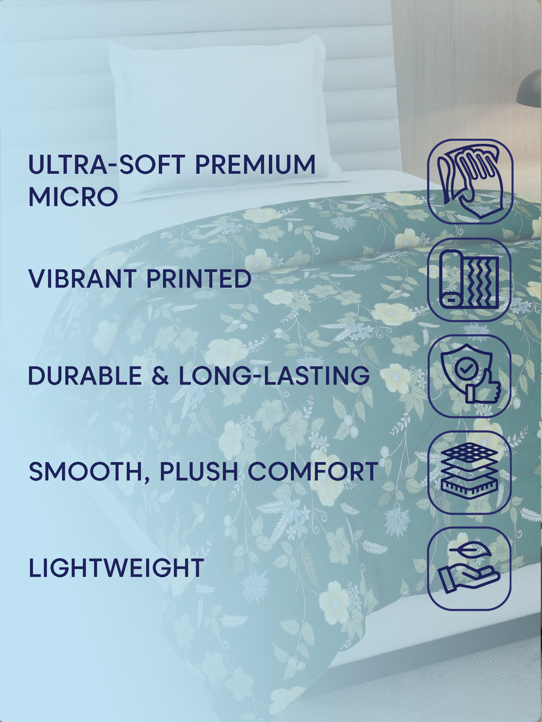 Floral Print Single Bed 3 Ply 105 GSM Comforter Timeless Collection Weight 950 g