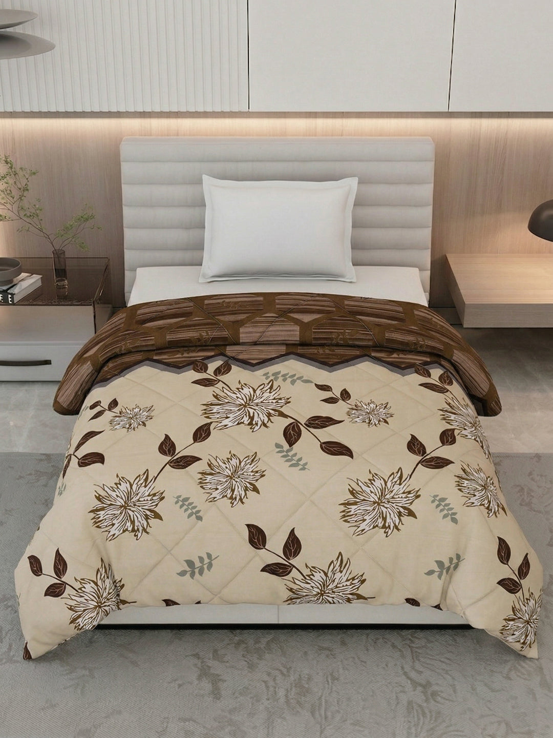 Floral Print Single Bed 3 Ply 105 GSM Comforter Timeless Collection Weight 950 g