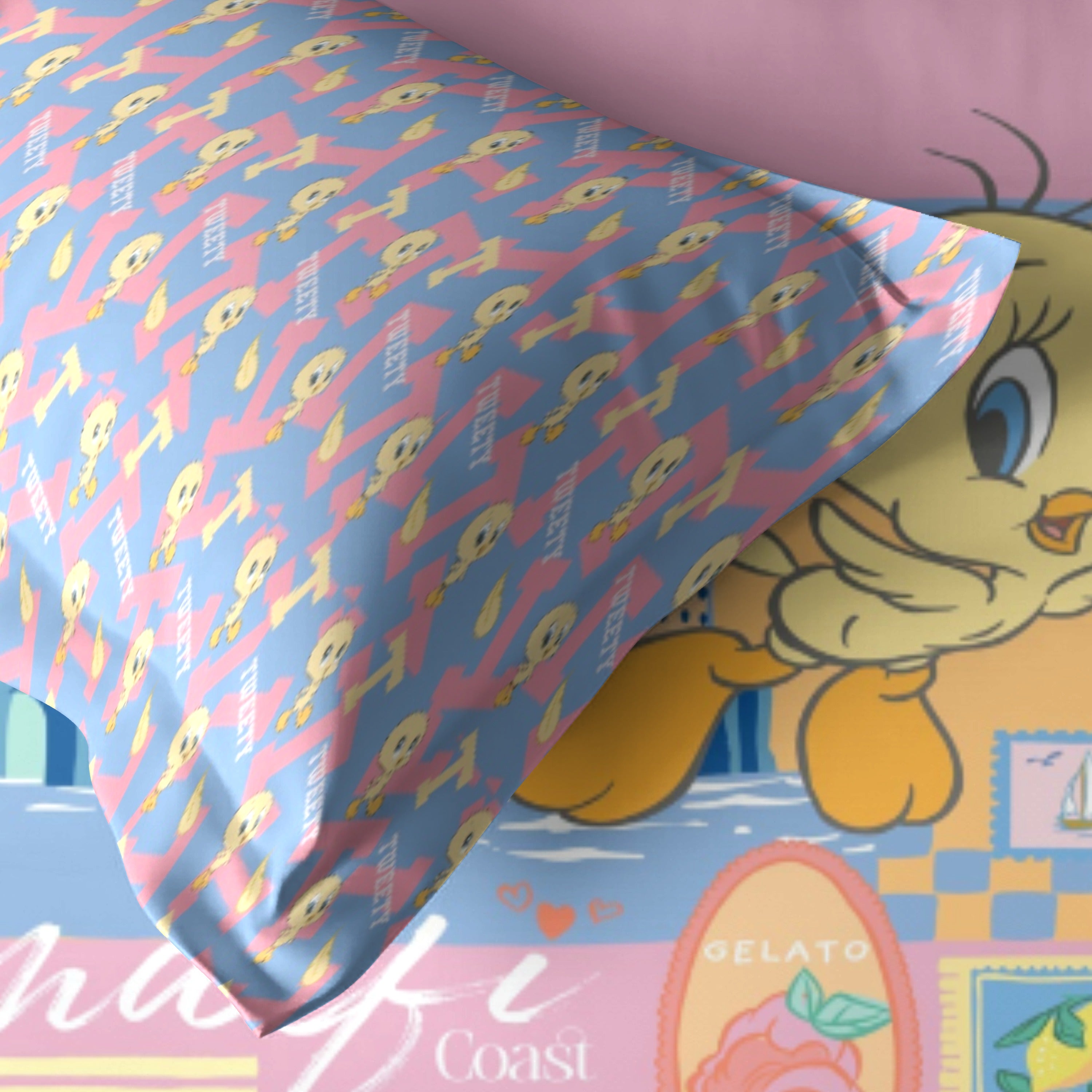 Monte Carlo Kids TOONX Cartoon Printed 4 Pc Bedding Set for King Size Bed, 110 GSM
