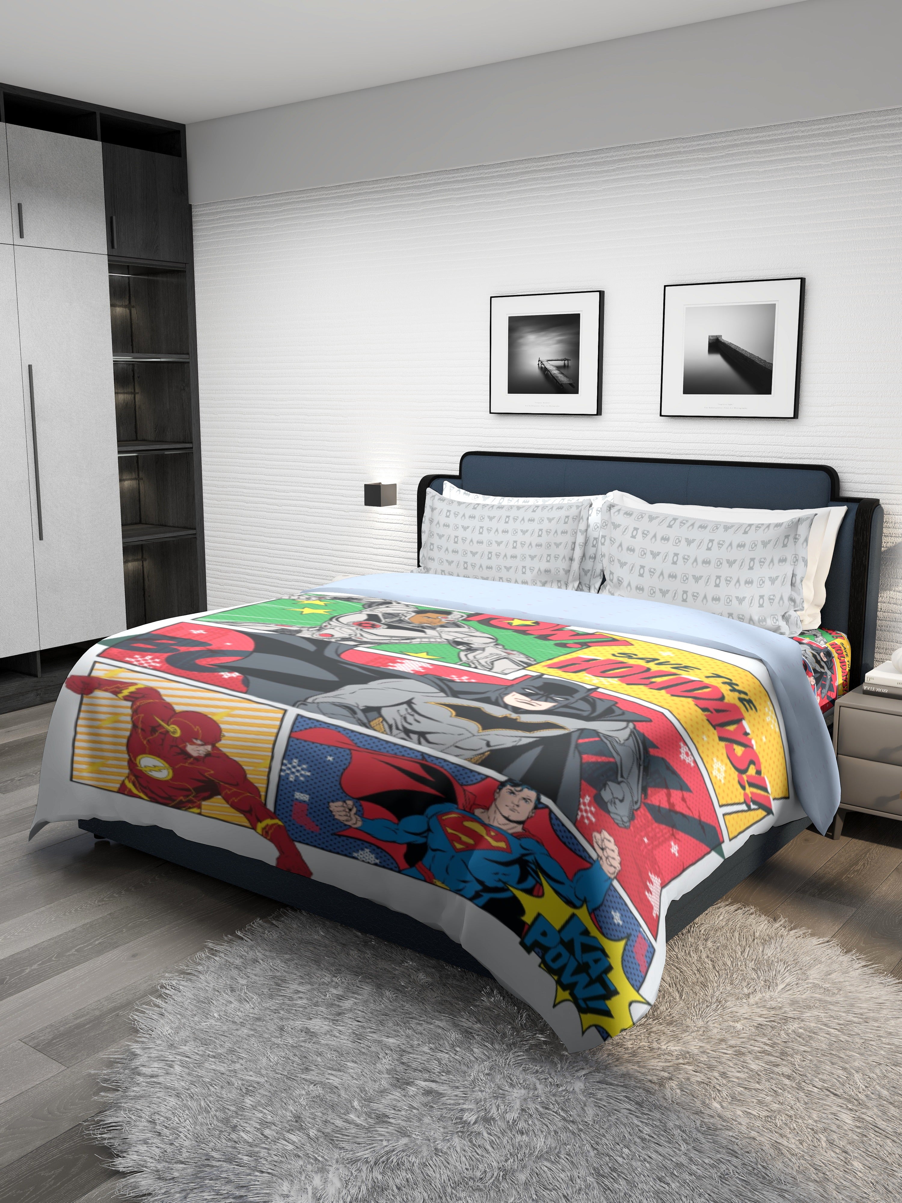Monte Carlo Kids TOONX Cartoon Printed 4 Pc Bedding Set for King Size Bed, 110 GSM