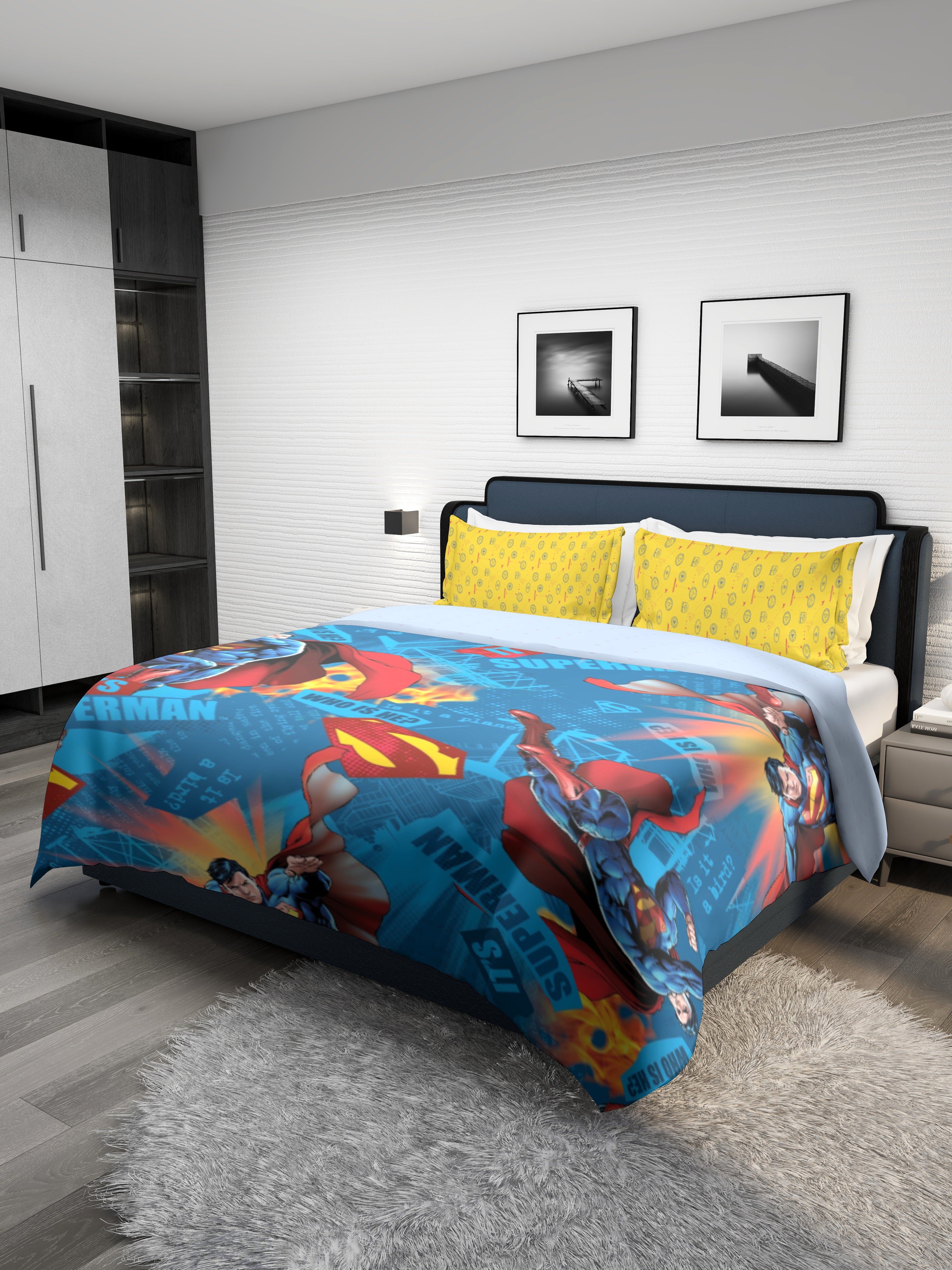 Monte Carlo Kids TOONX Cartoon Printed 4 Pc Bedding Set for King Size Bed, 110 GSM