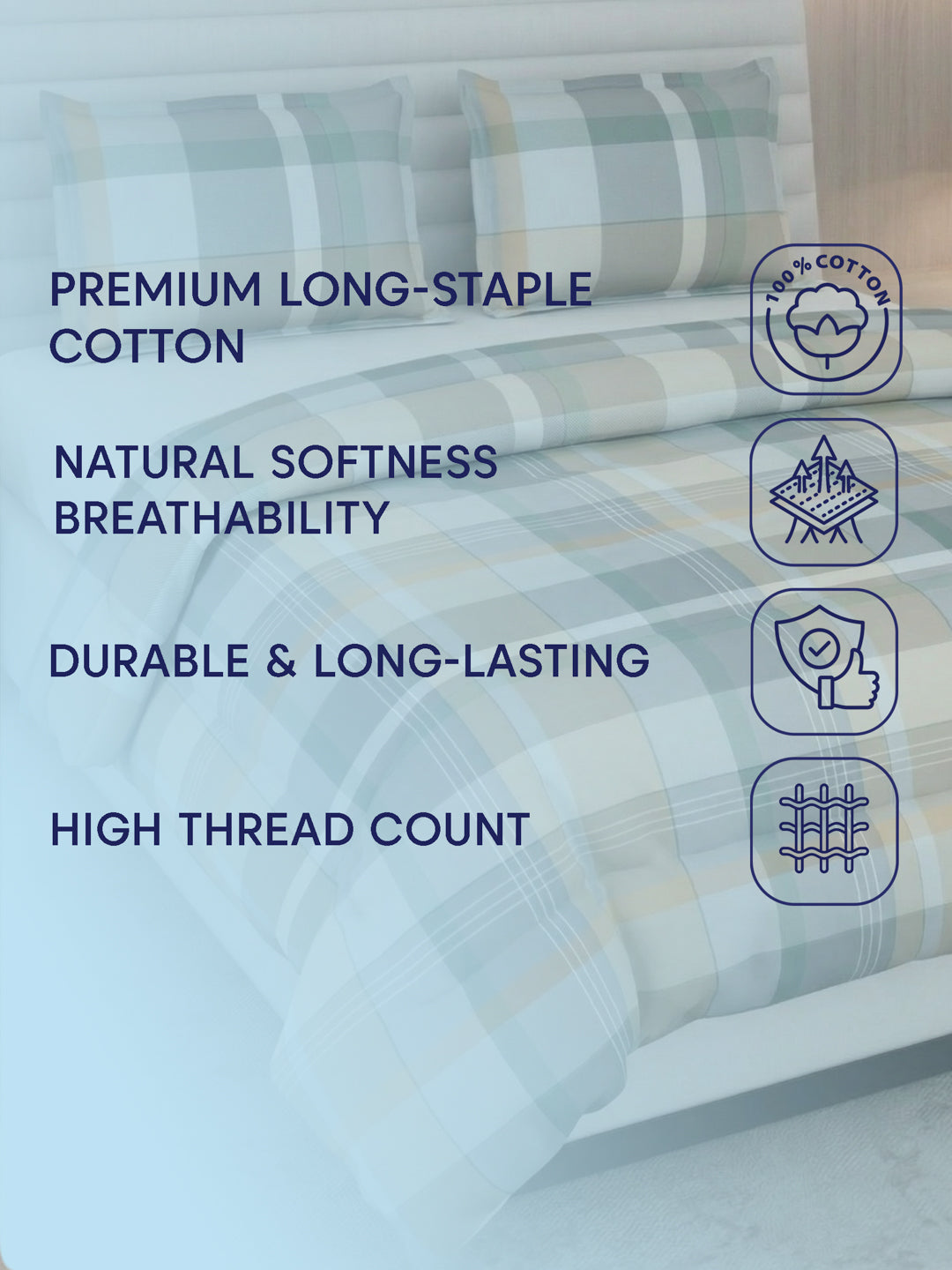 Premium Checked Double Bed 3 Ply 100 GSM Comforter Classique Warm Hug Collection Weight 2.5 kg
