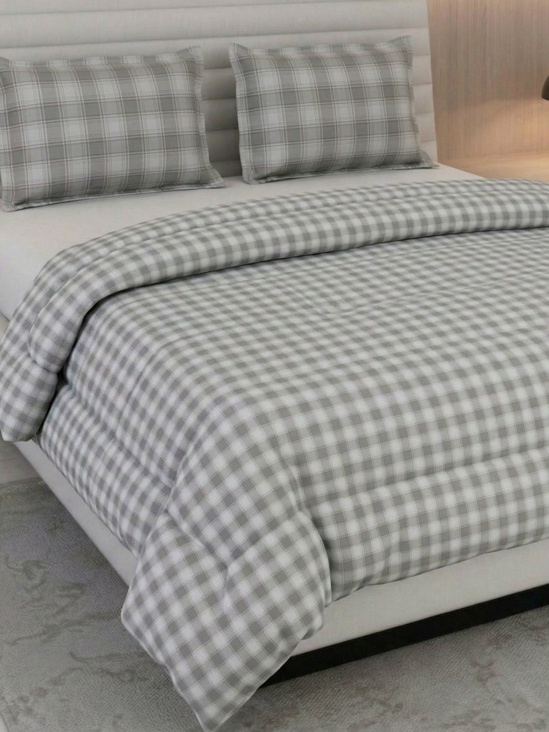 Premium Checked Double Bed 3 Ply 100 GSM Comforter Classique Warm Hug Collection Weight 2.5 kg