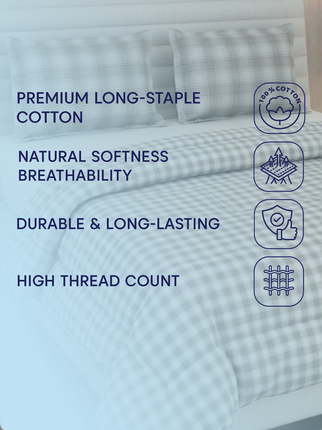 Premium Checked Double Bed 3 Ply 100 GSM Comforter Classique Warm Hug Collection Weight 2.5 kg