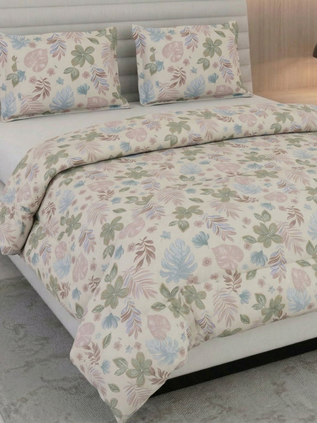 Premium Leaf Print Double Bed 3 Ply 100 GSM Comforter Classique Warm Hug Collection Weight 2.5 kg