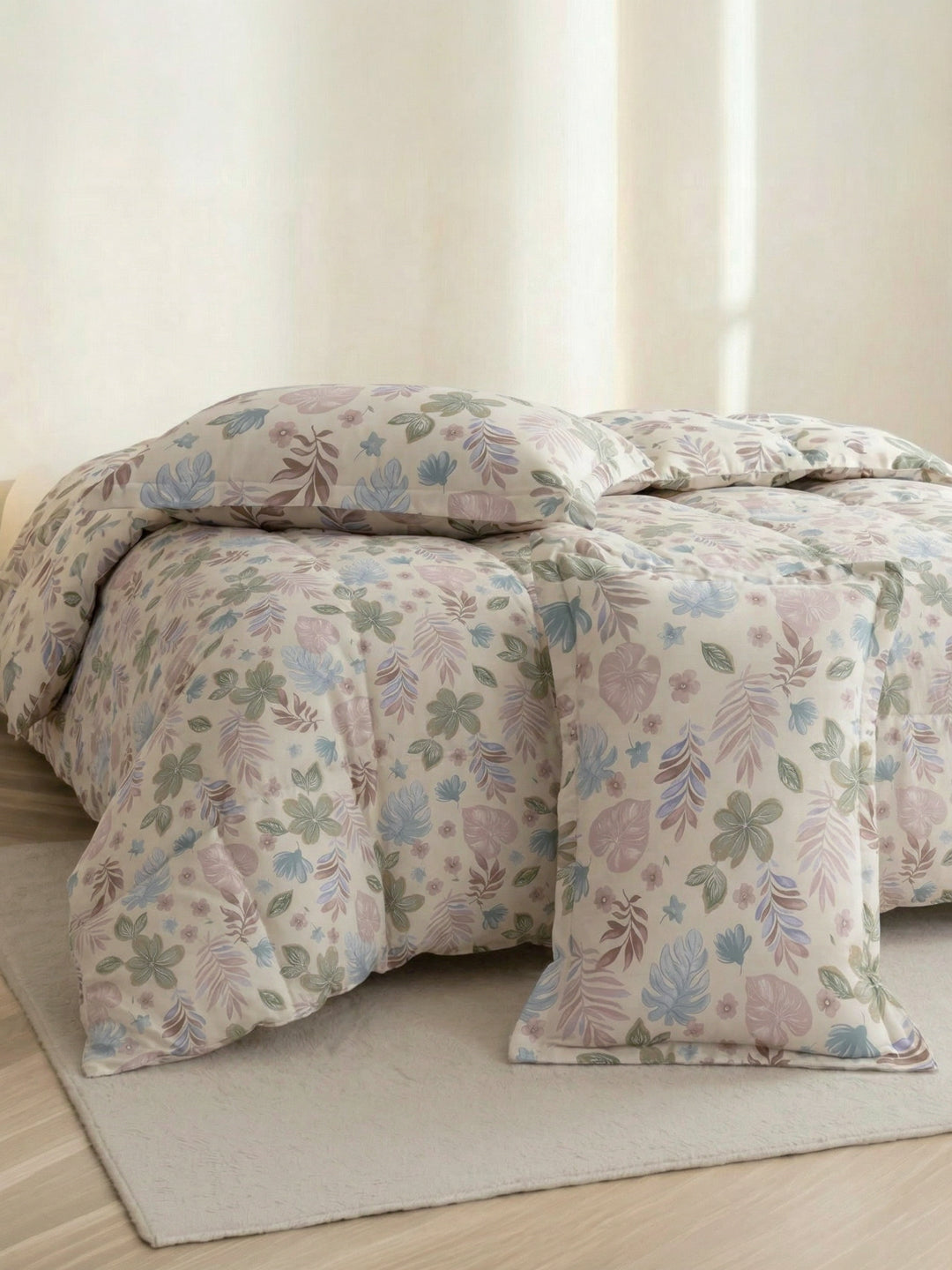 Premium Leaf Print Double Bed 3 Ply 100 GSM Comforter Classique Warm Hug Collection Weight 2.5 kg