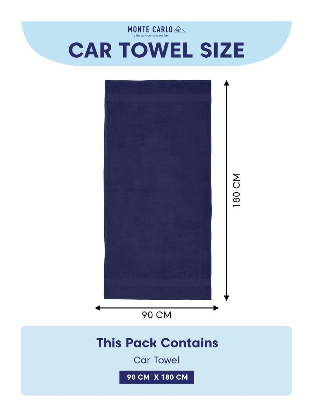 Insignia Blue Pure Cotton Solid 380 GSM Car Towel 1 Piece (Jazz Collection)
