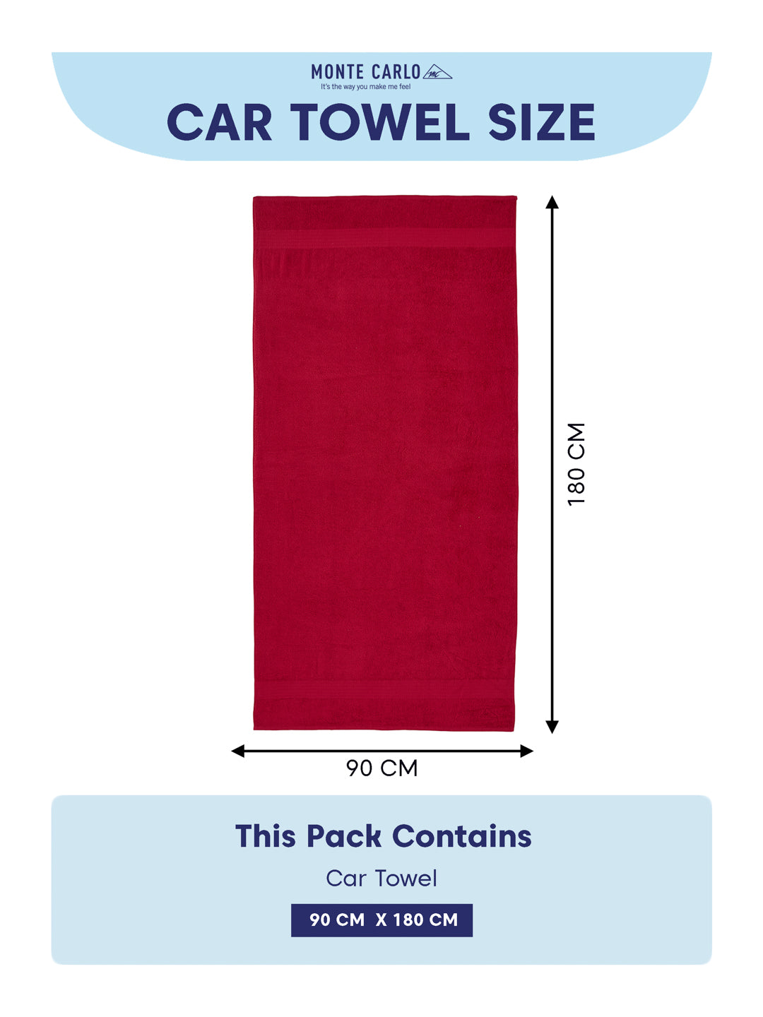 Rose Red Pure Cotton Solid 380 GSM Car Towel 1 Piece (Jazz Collection)