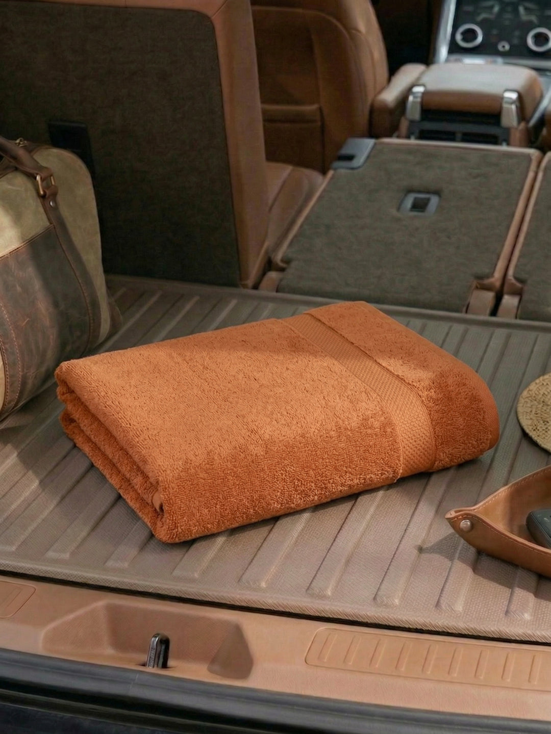 Orange Pure Cotton Solid 380 GSM Car Towel 1 Piece (Jazz Collection)