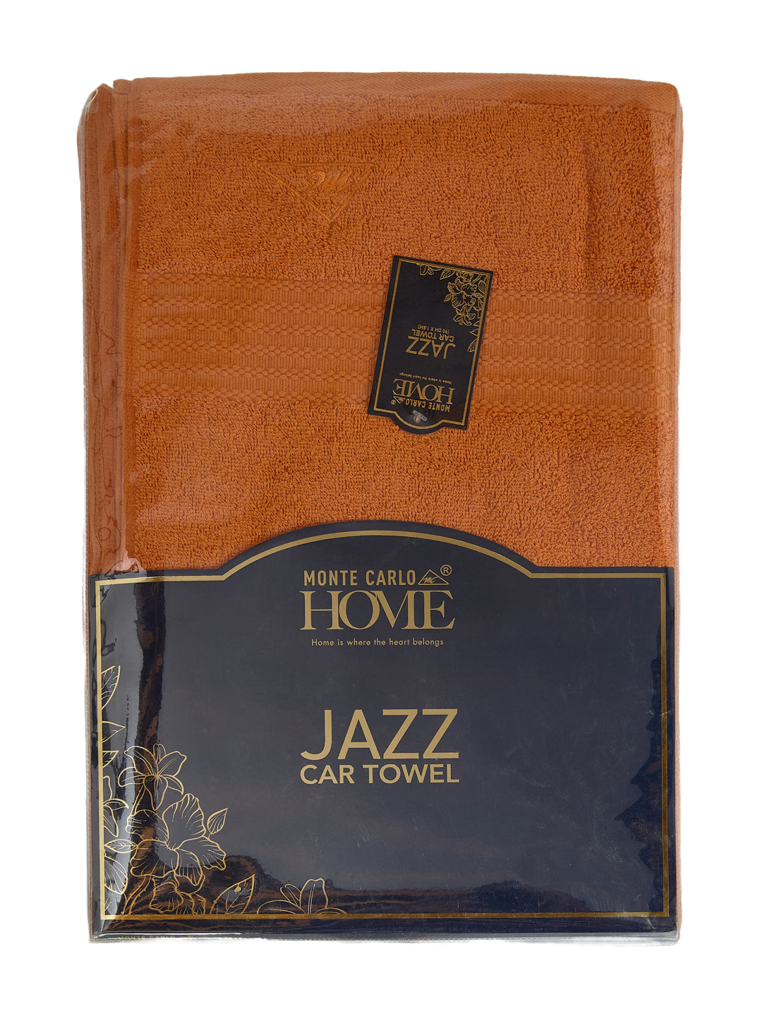 Orange Pure Cotton Solid 380 GSM Car Towel 1 Piece (Jazz Collection)