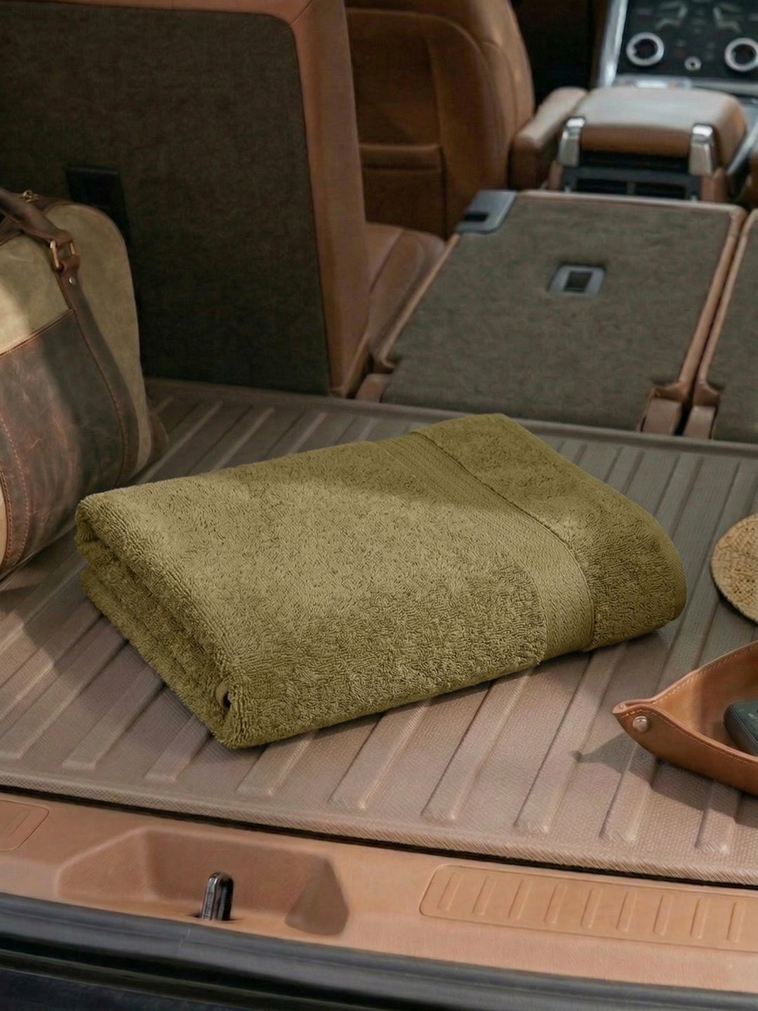 Khaki Pure Cotton Solid 380 GSM Car Towel 1 Piece (Jazz Collection)