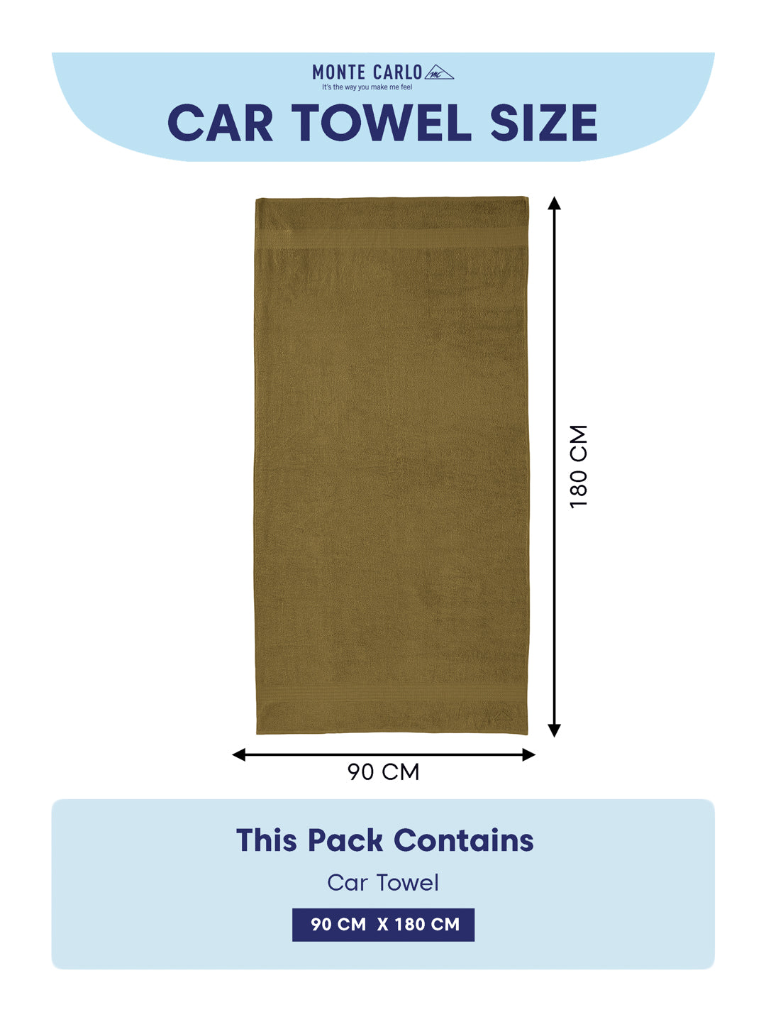 Khaki Pure Cotton Solid 380 GSM Car Towel 1 Piece (Jazz Collection)