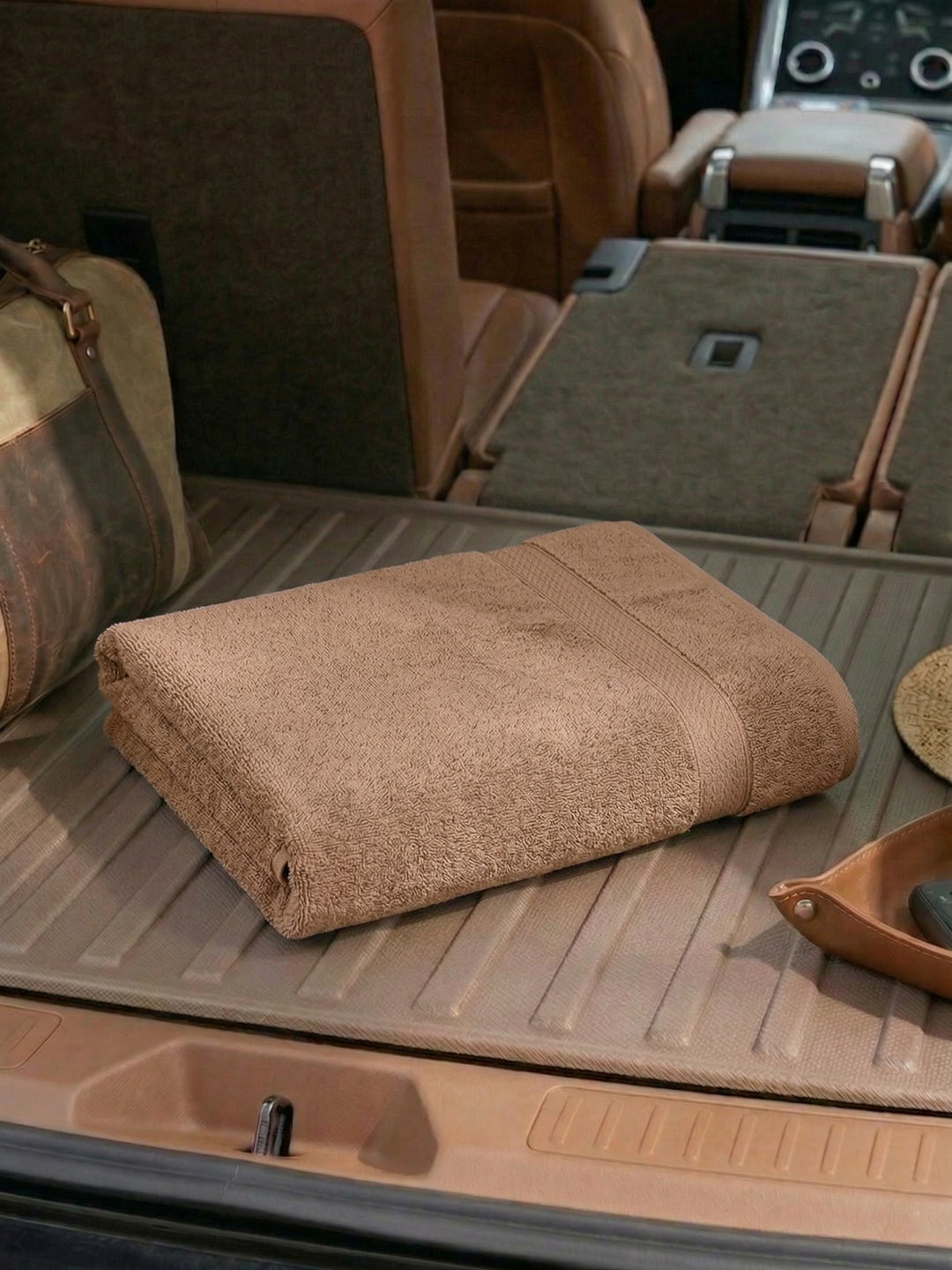 Beige Pure Cotton Solid 380 GSM Car Towel 1 Piece (Jazz Collection)