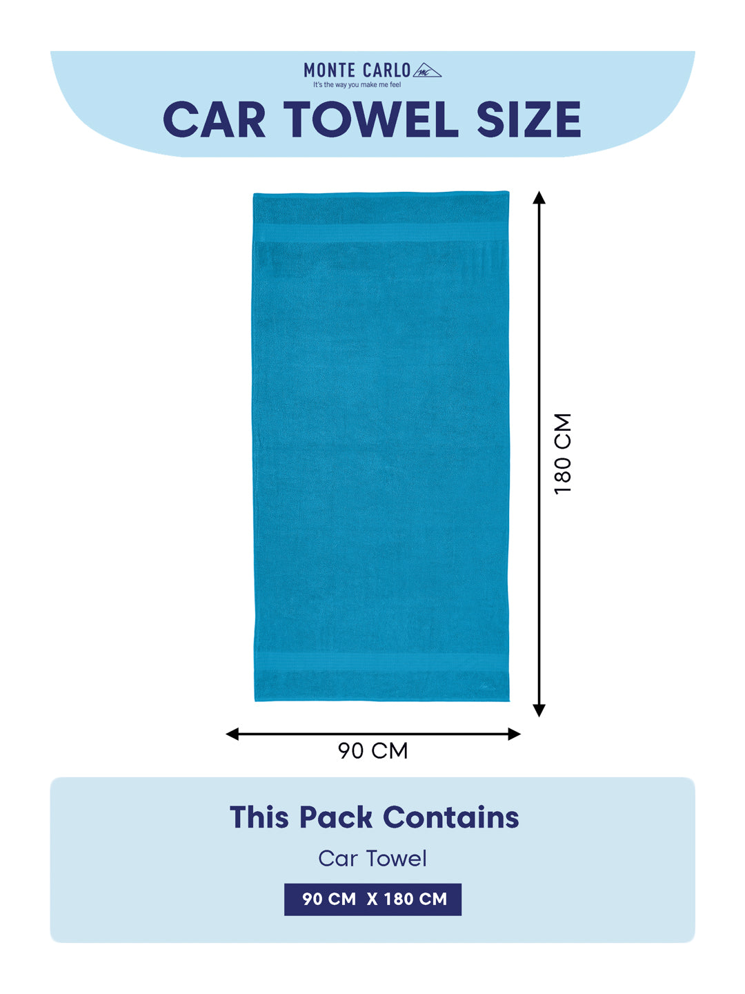 Aqua Blue Pure Cotton Solid 380 GSM Car Towel 1 Piece (Jazz Collection)