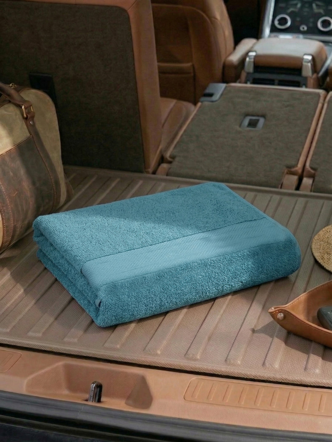 Blue Pure Cotton Solid 380 GSM Car Towel 1 Piece (Jazz Collection)