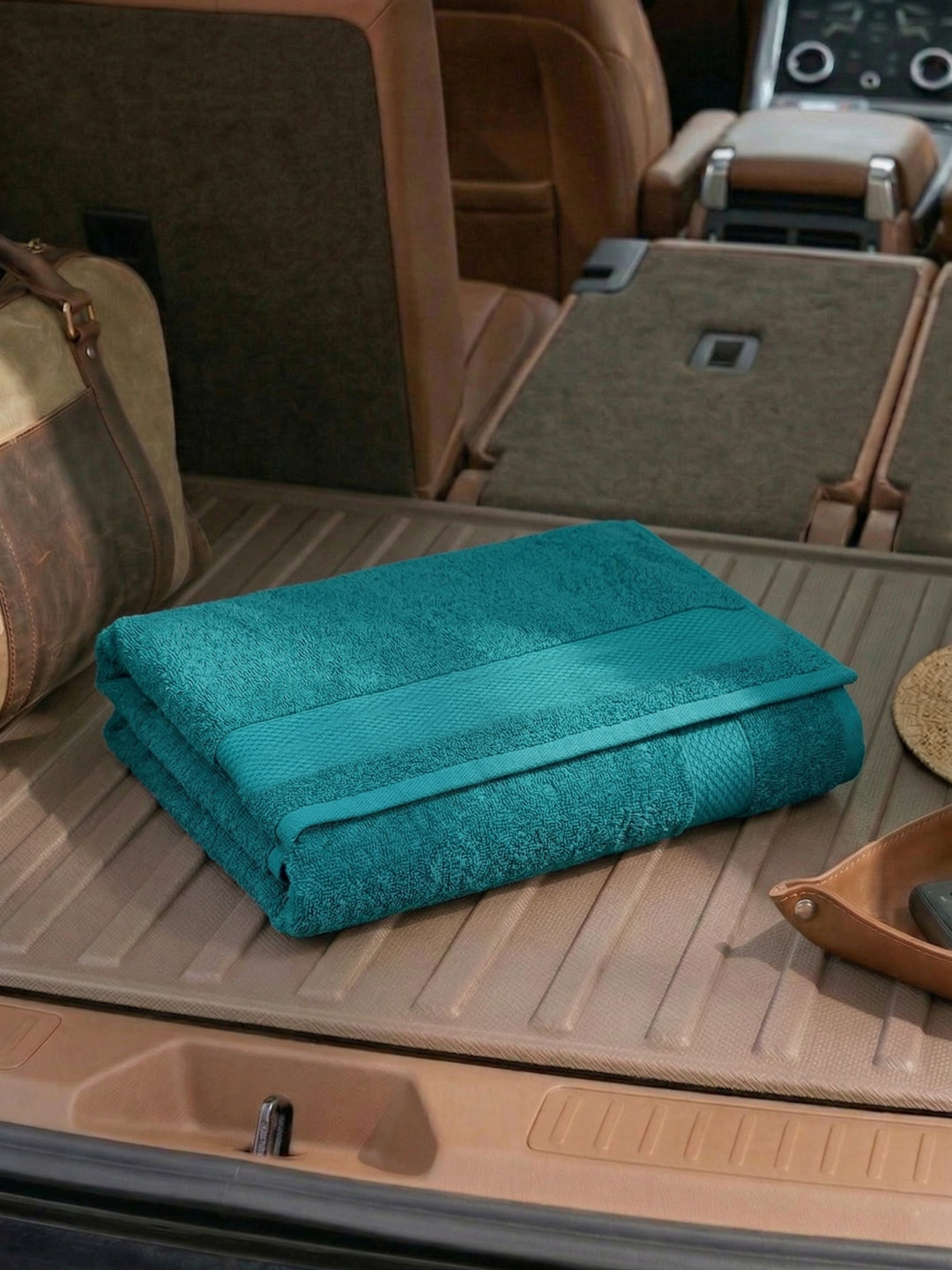 Blue Pure Cotton Solid 380 GSM Car Towel 1 Piece (Jazz Collection)