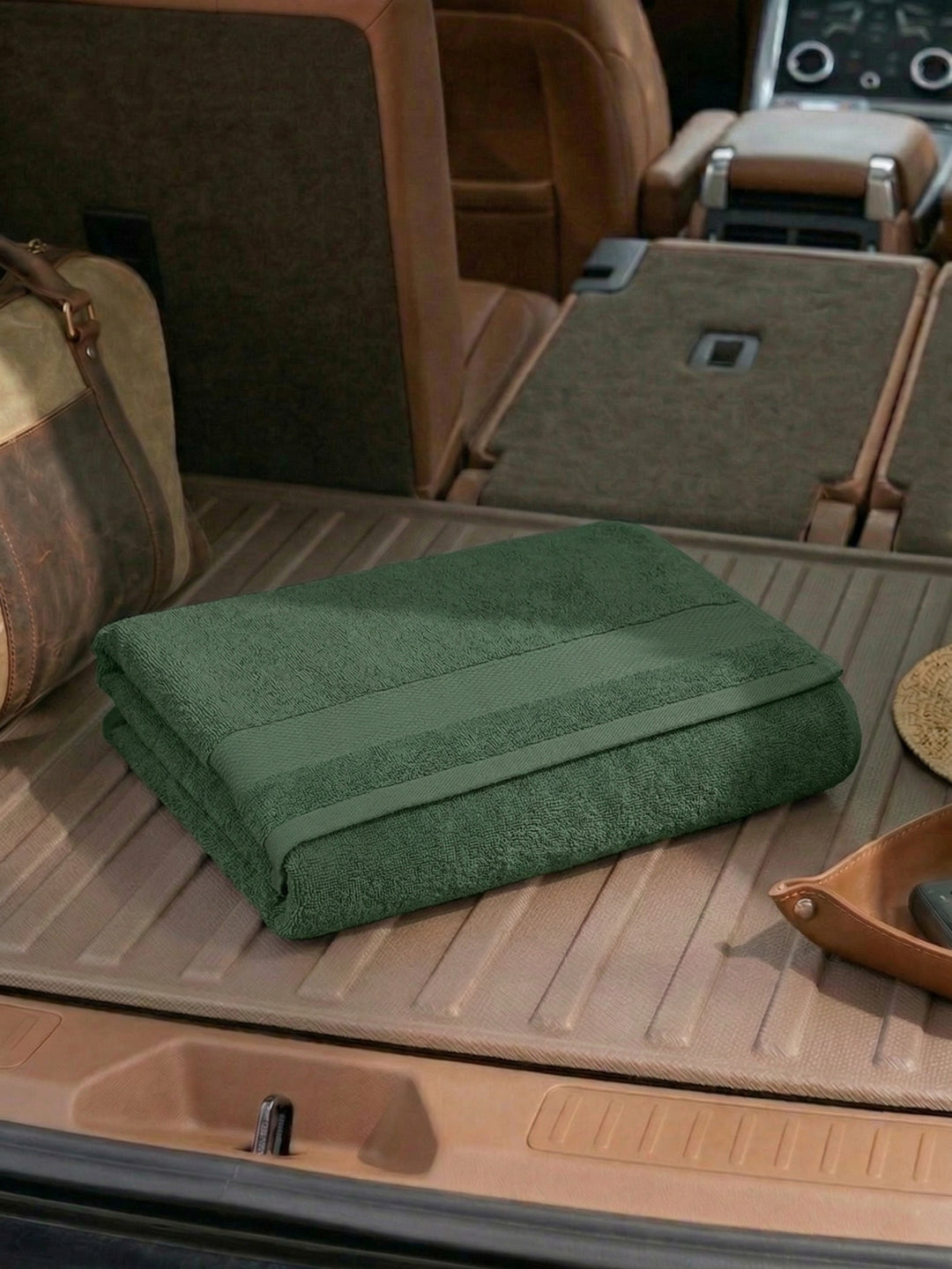 Green Pure Cotton Solid 380 GSM Car Towel 1 Piece (Jazz Collection)