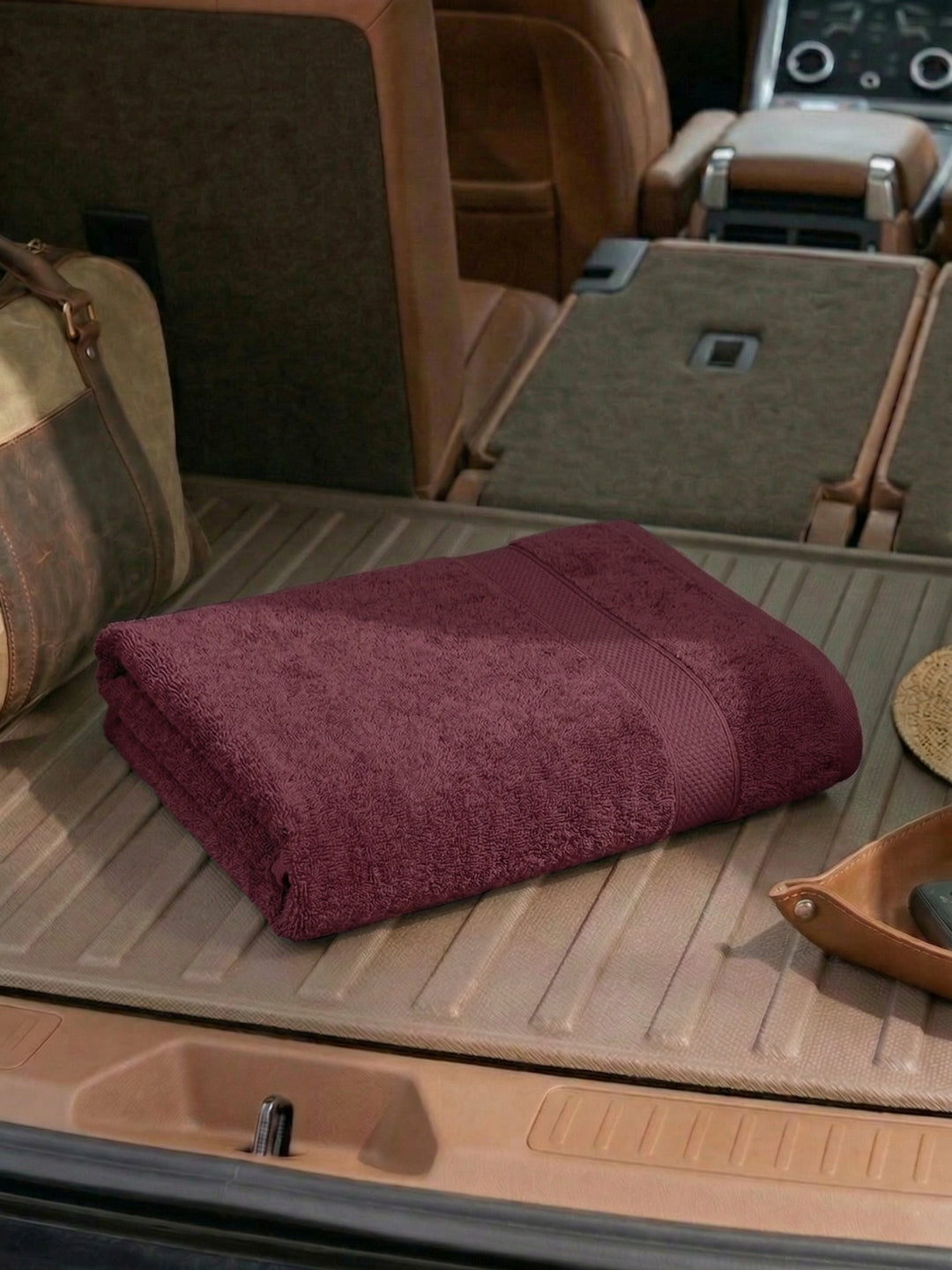Maroon Pure Cotton Solid 380 GSM Car Towel 1 Piece (Jazz Collection)