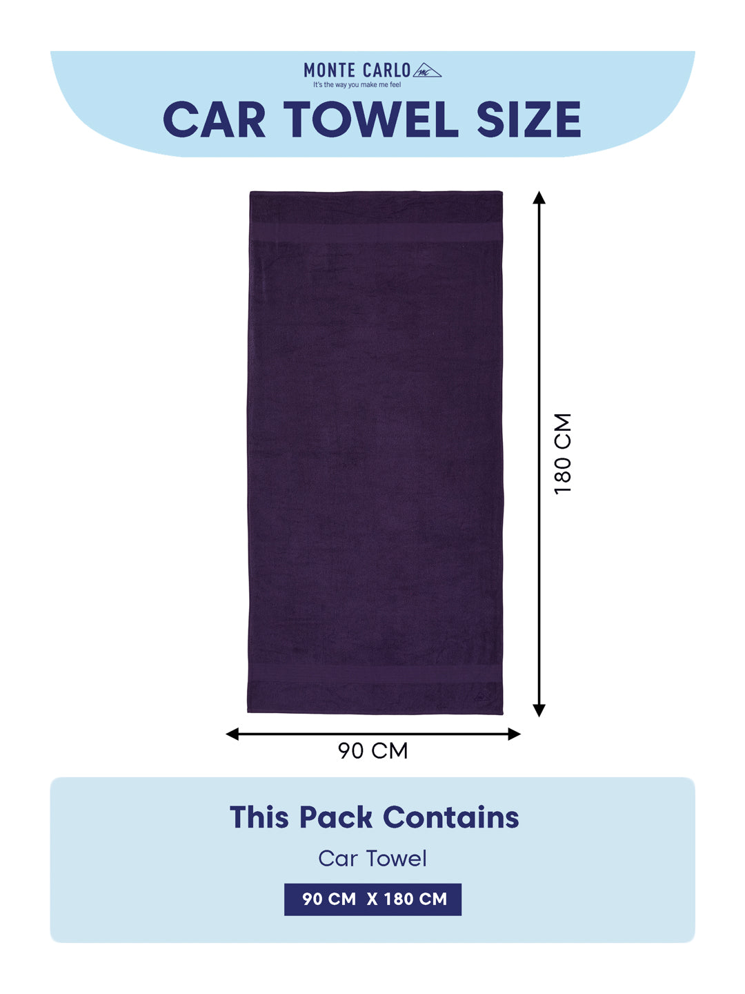 Purple Pure Cotton Solid 380 GSM Car Towel 1 Piece (Jazz Collection)