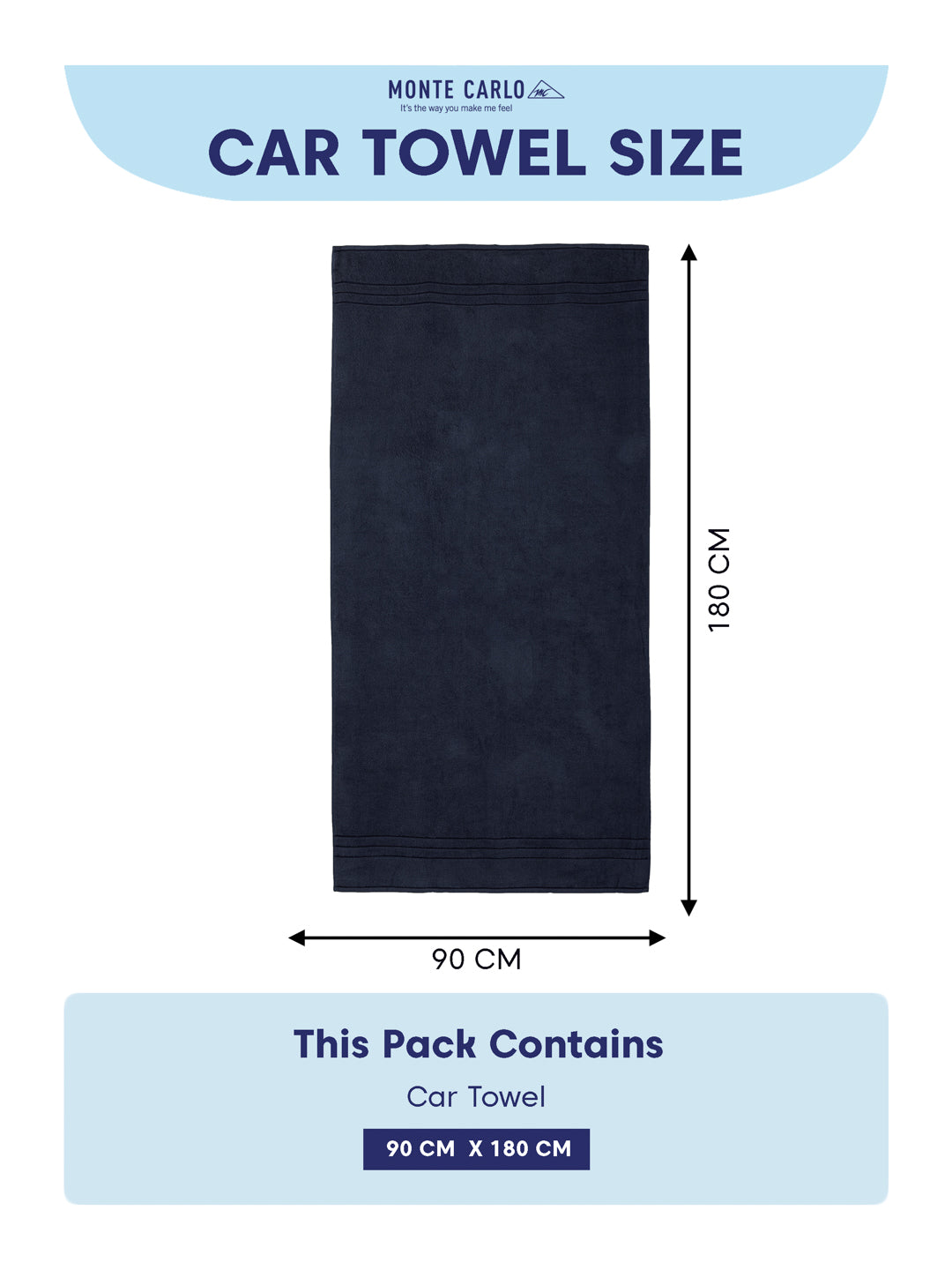 Navy Blue Pure Cotton Solid 340 GSM Car Towel 1 Piece (Soho Collection)