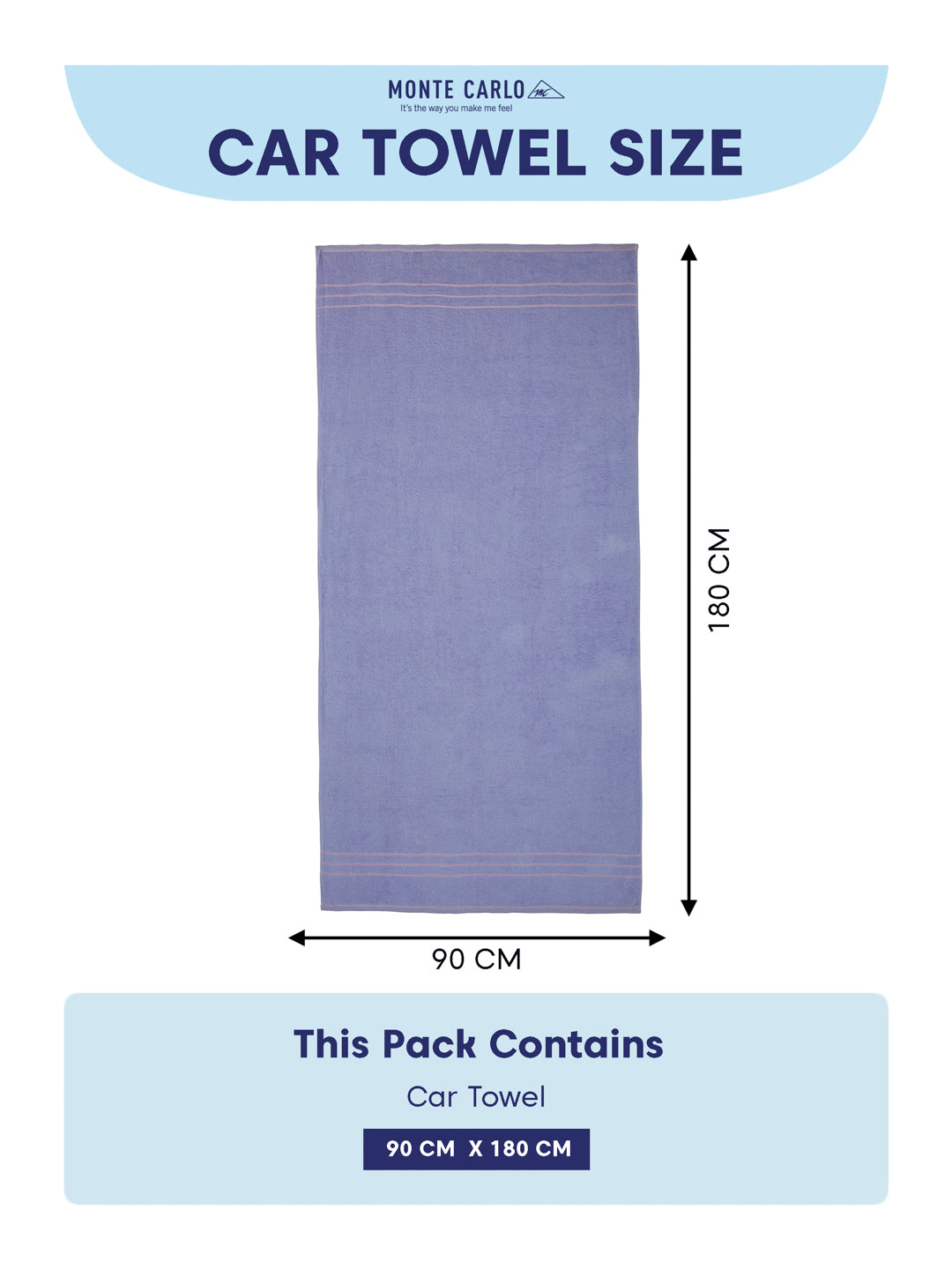 Lavender Pure Cotton Solid 340 GSM Car Towel 1 Piece (Soho Collection)