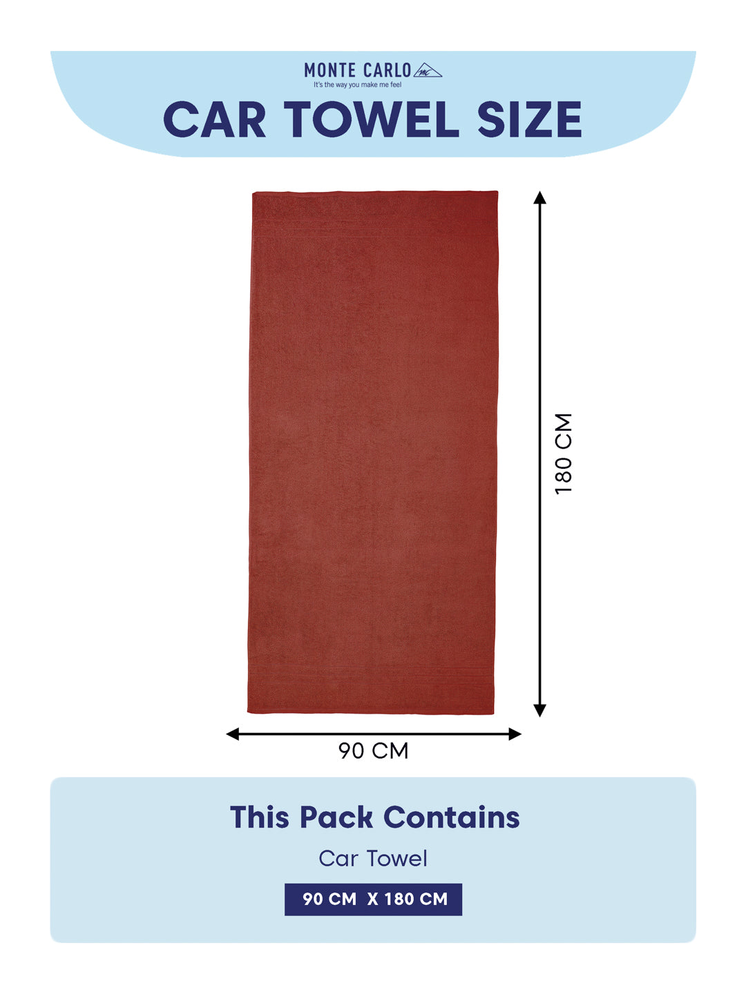 Red Pure Cotton Solid 340 GSM Car Towel 1 Piece (Soho Collection)