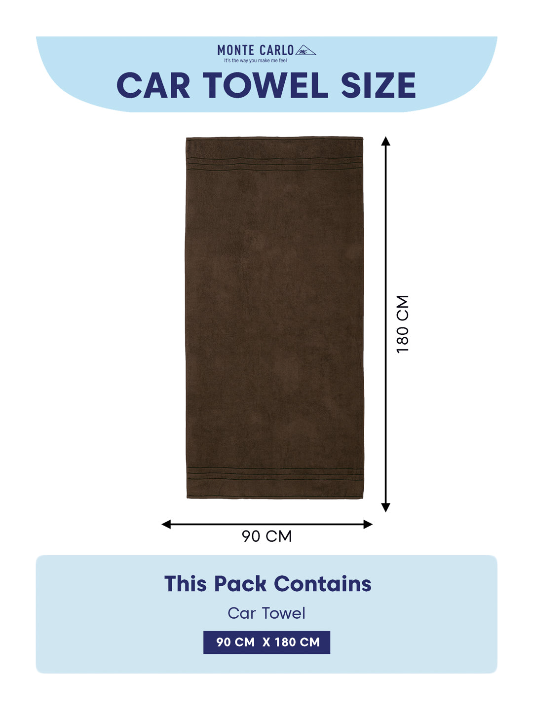 Brown Pure Cotton Solid 340 GSM Car Towel 1 Piece (Soho Collection)